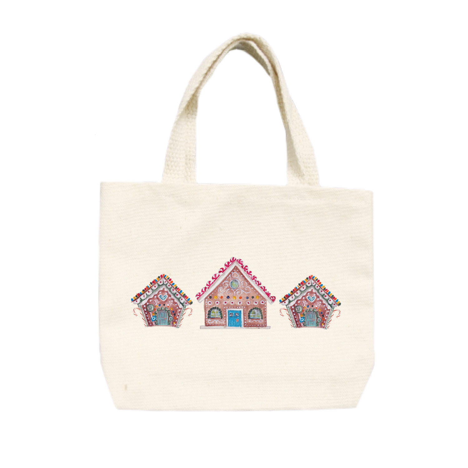 three gingerbread houses small tote