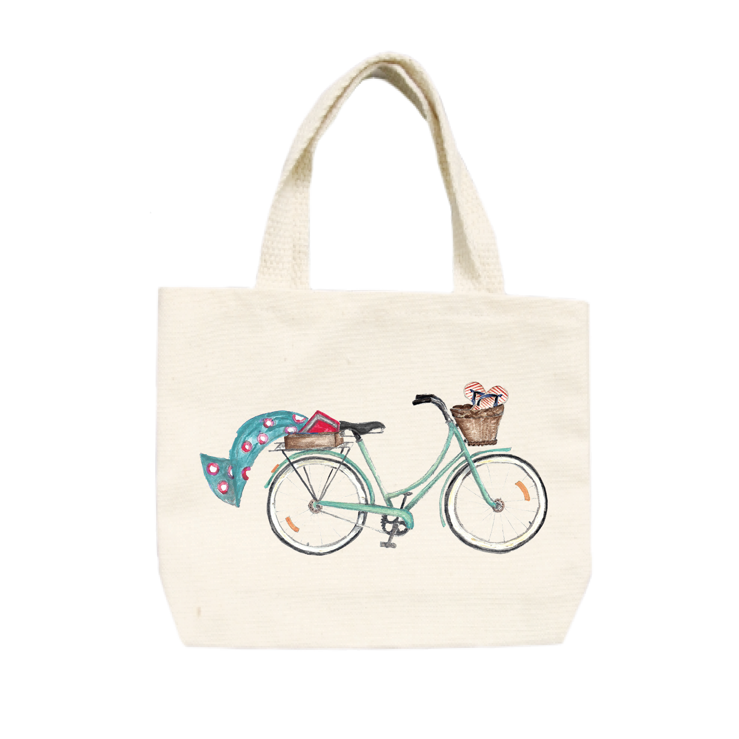 seafoam beach bike + turquoise towel small tote