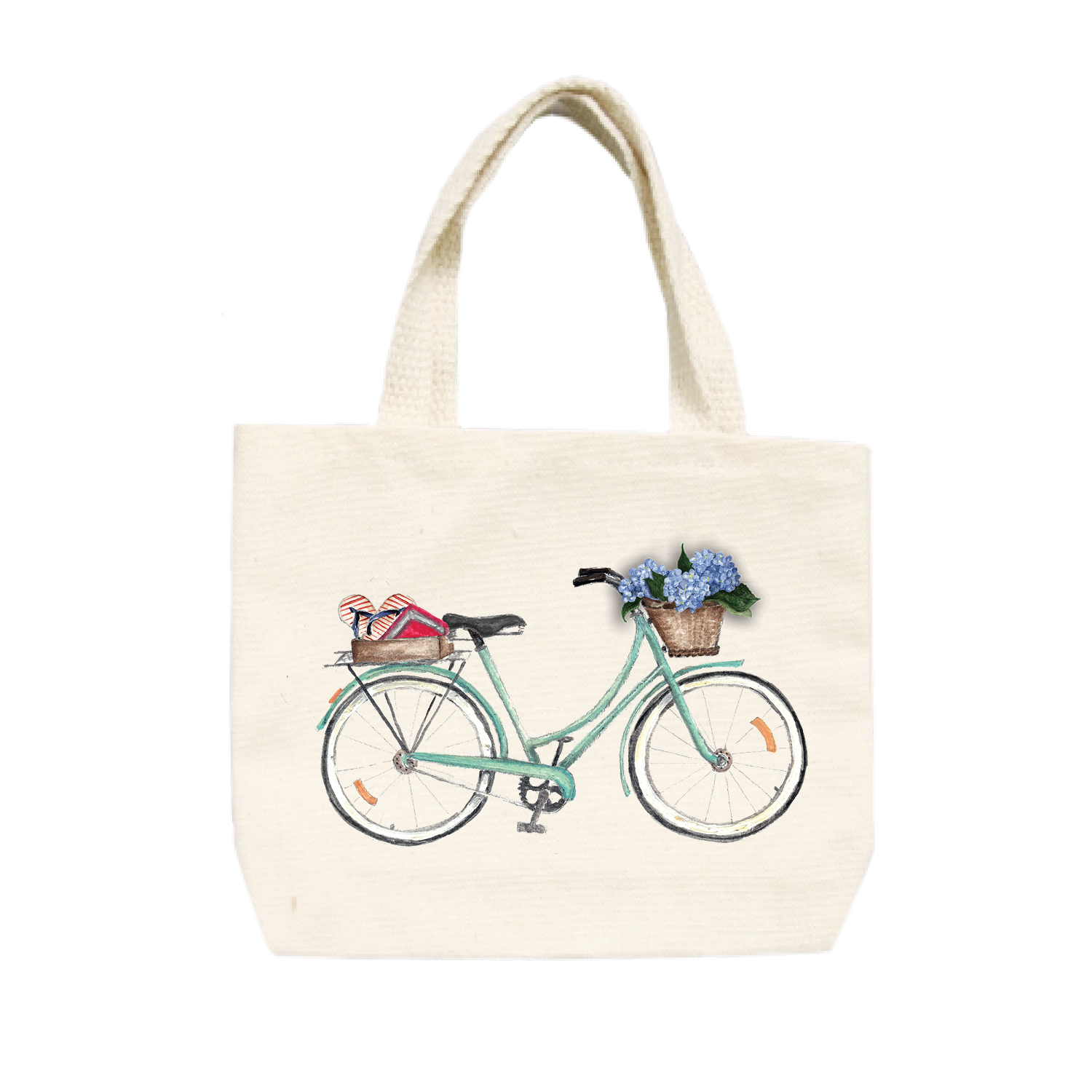 bike with books on back small tote