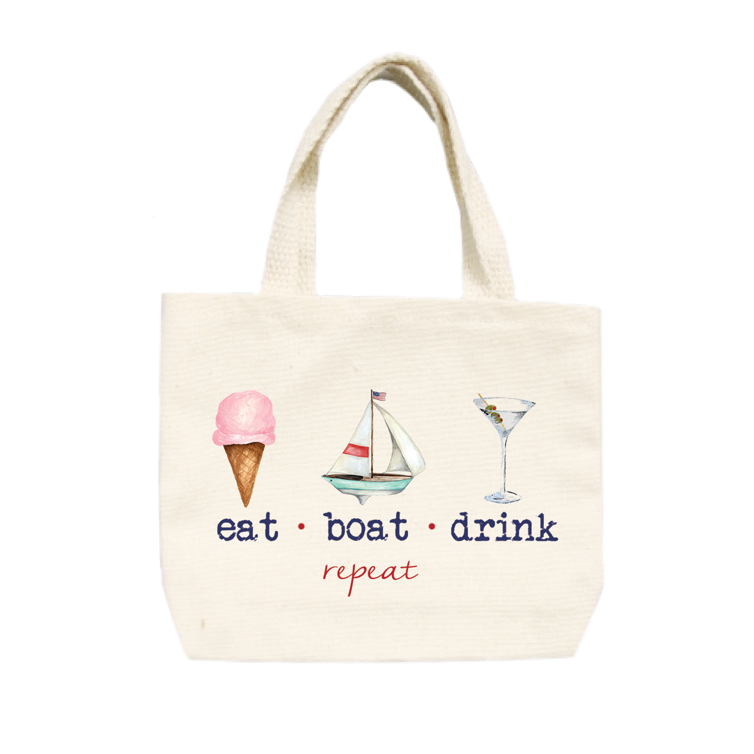 eat boat drink repeat small tote