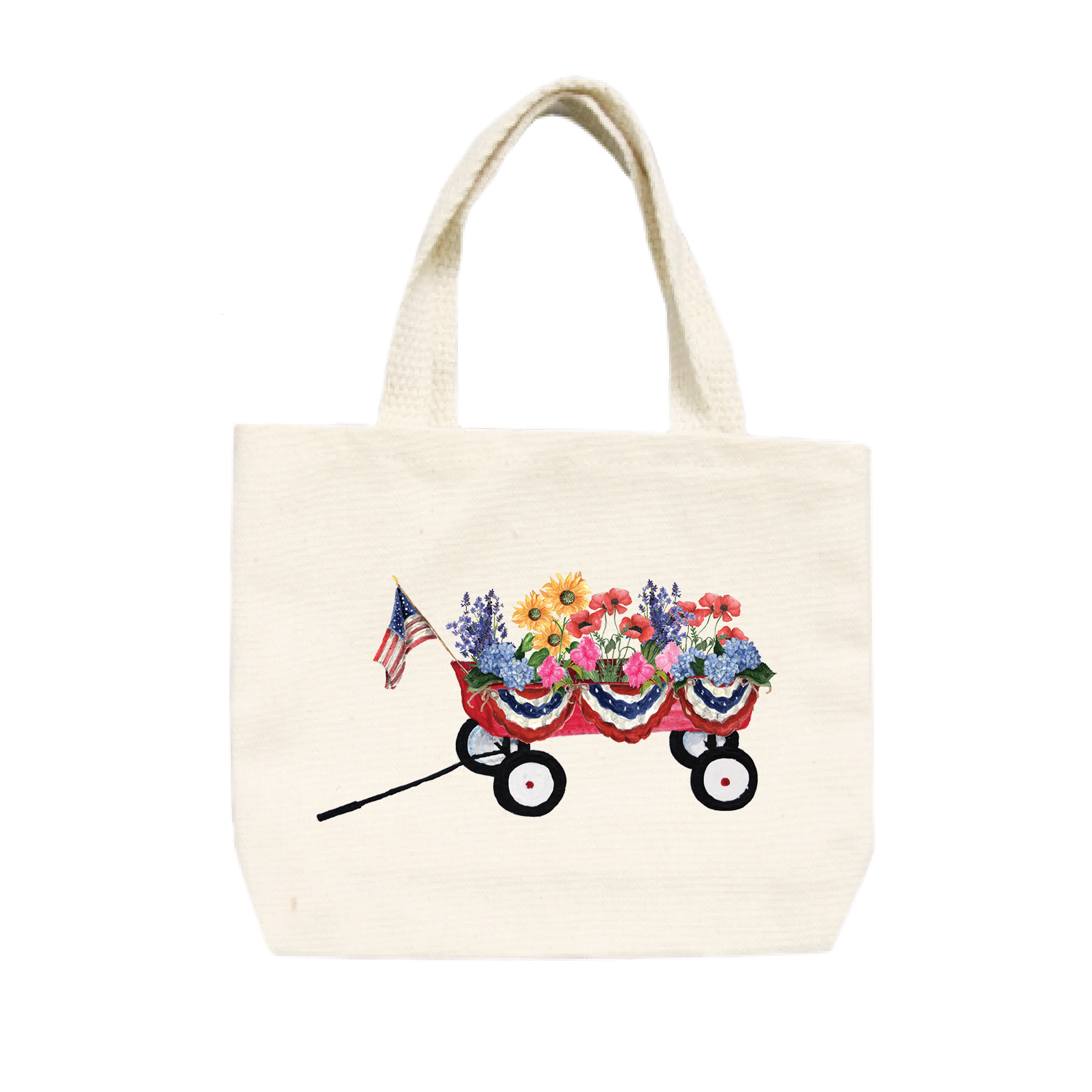 wagon with flowers small tote
