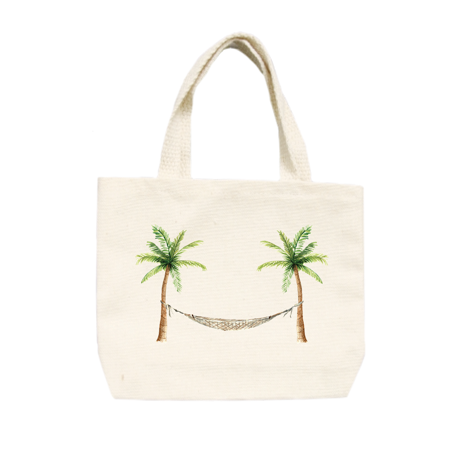 palm trees with hammock small tote