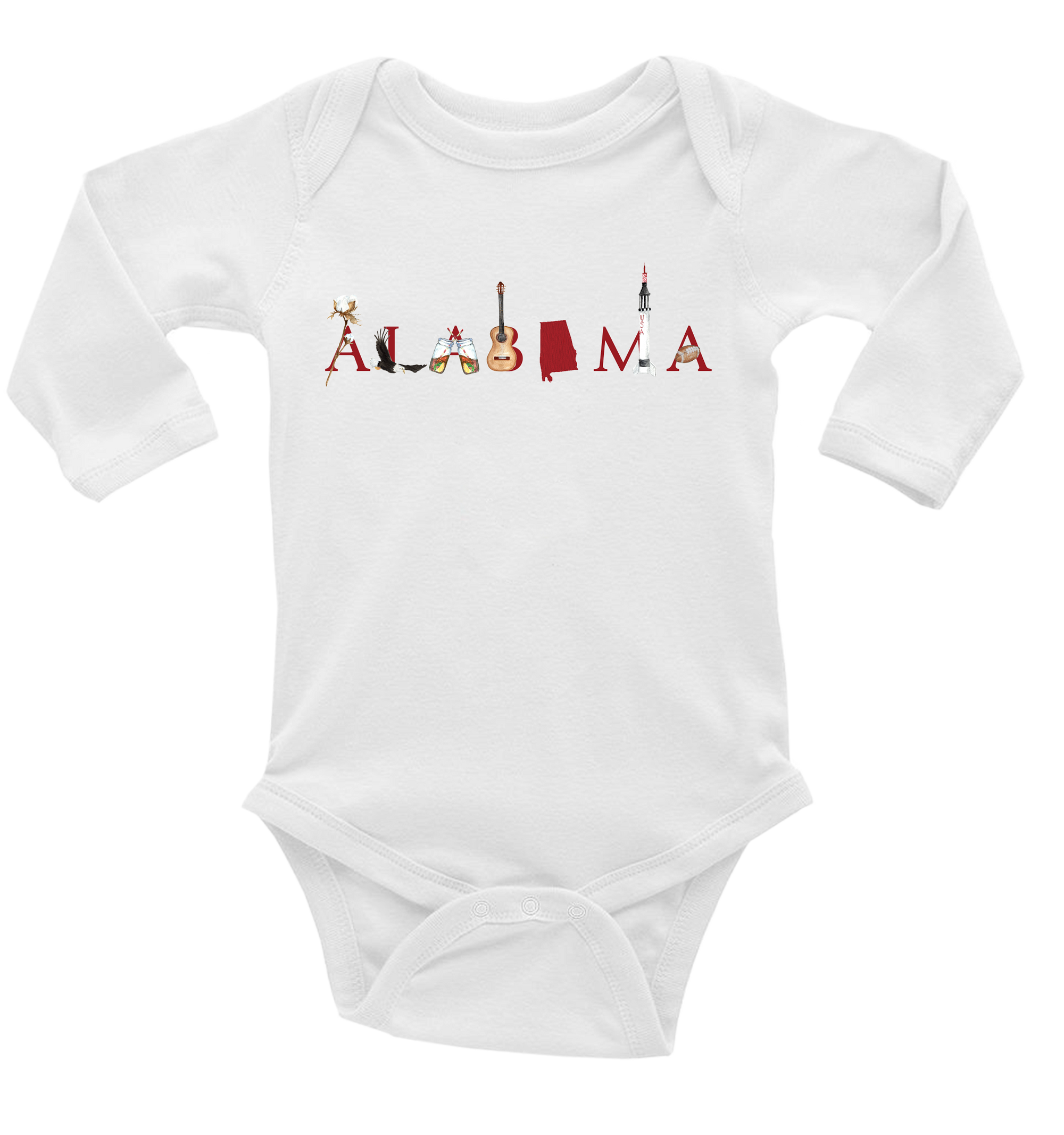 Alabama baby snap up long sleeve