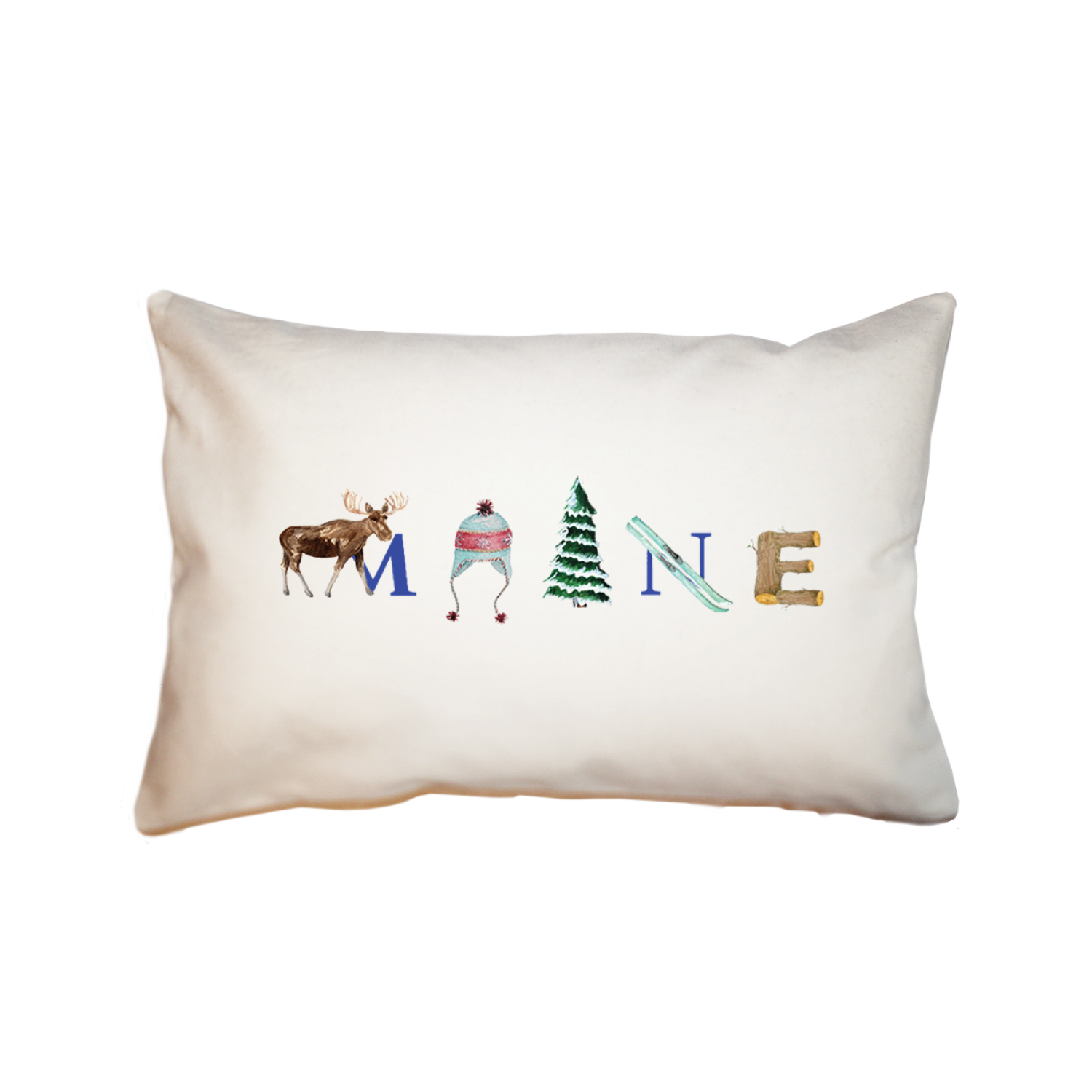 Maine Winter large rectangle pillow