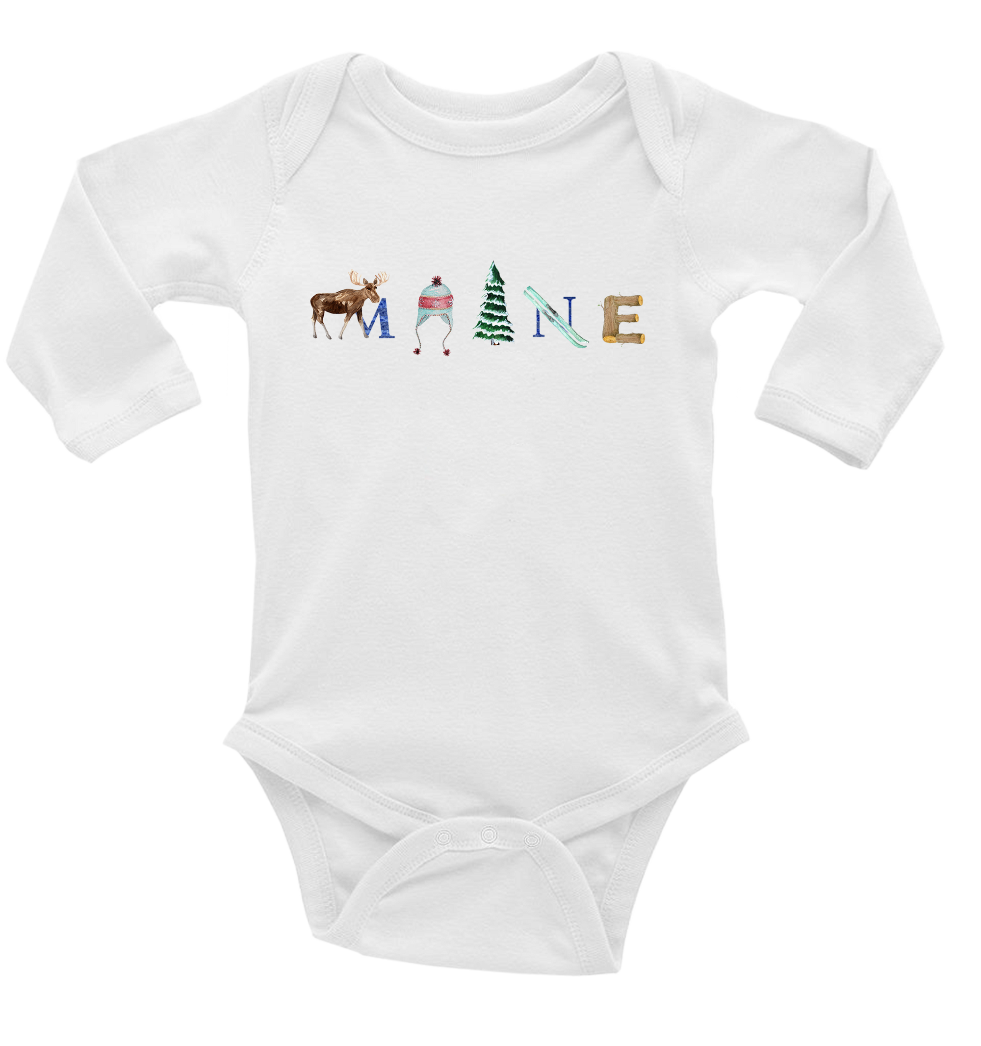 Maine Winter baby snap up long sleeve