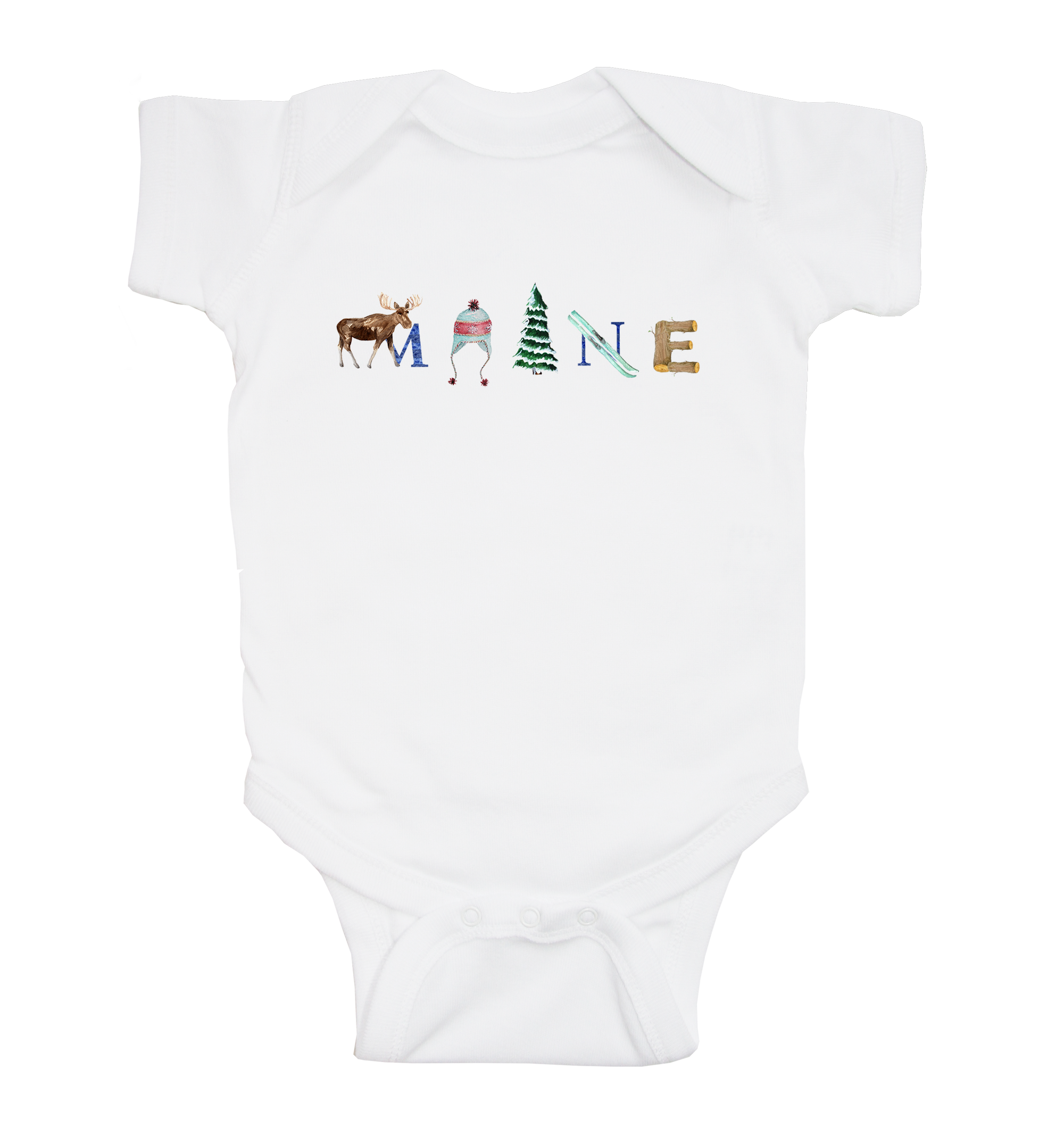 Maine Winter baby snap up short sleeve