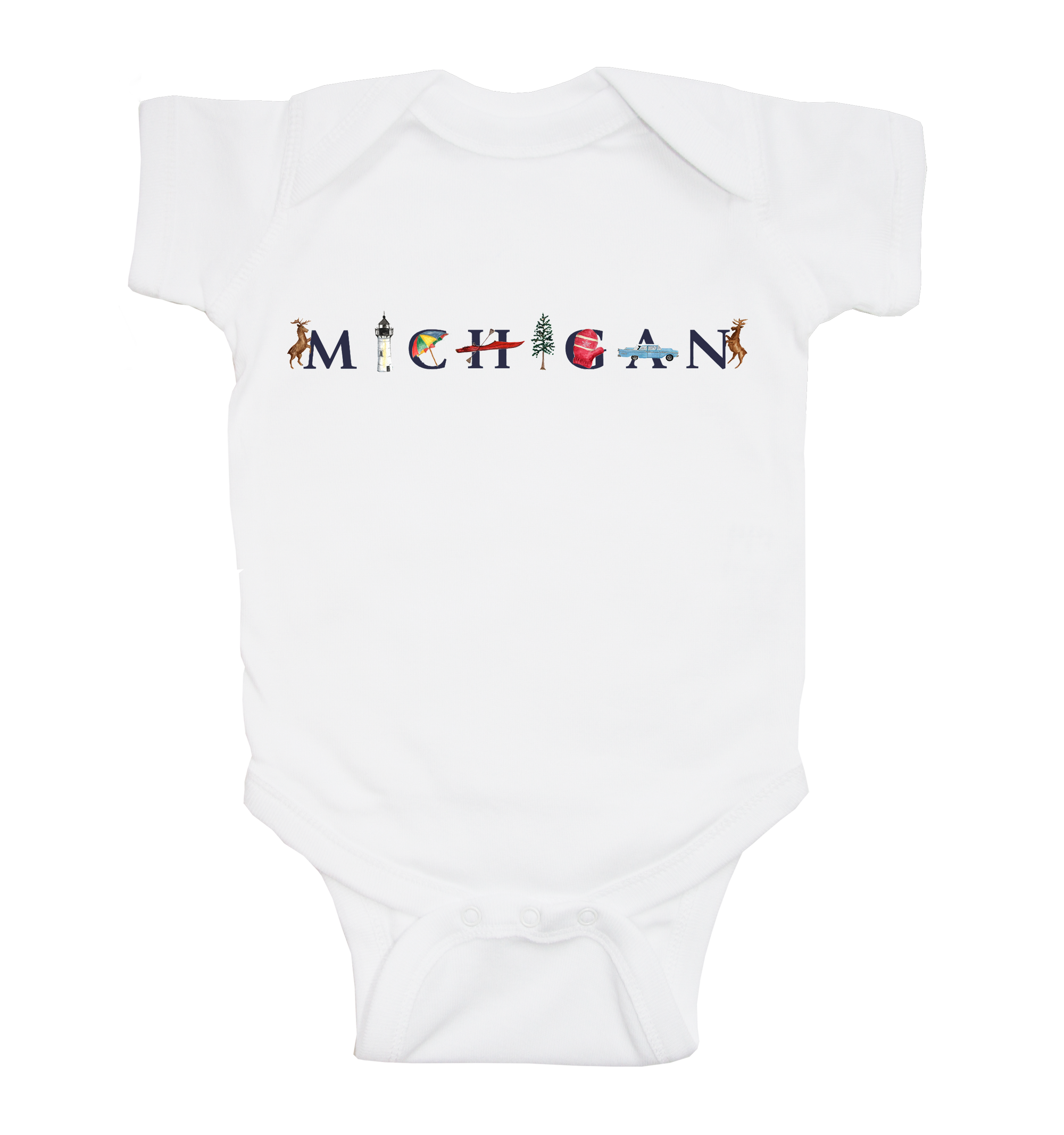 Michigan baby snap up short sleeve