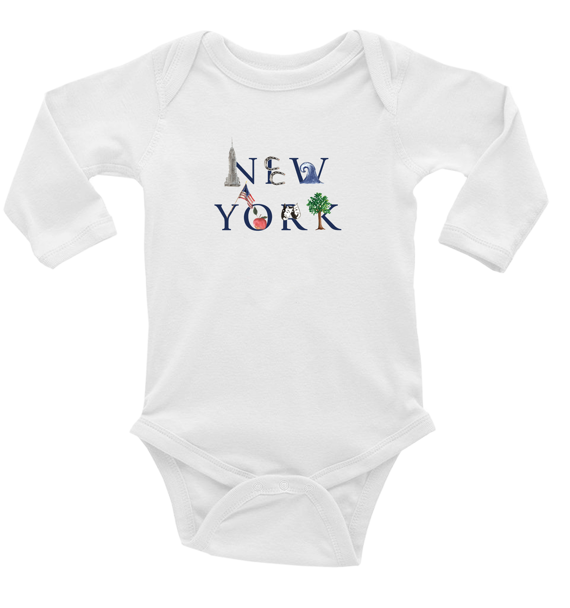 New York baby snap up long sleeve