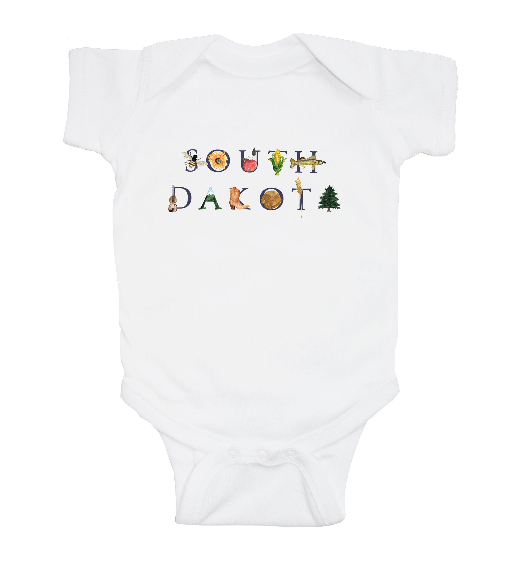 South Dakota baby snap up short sleeve