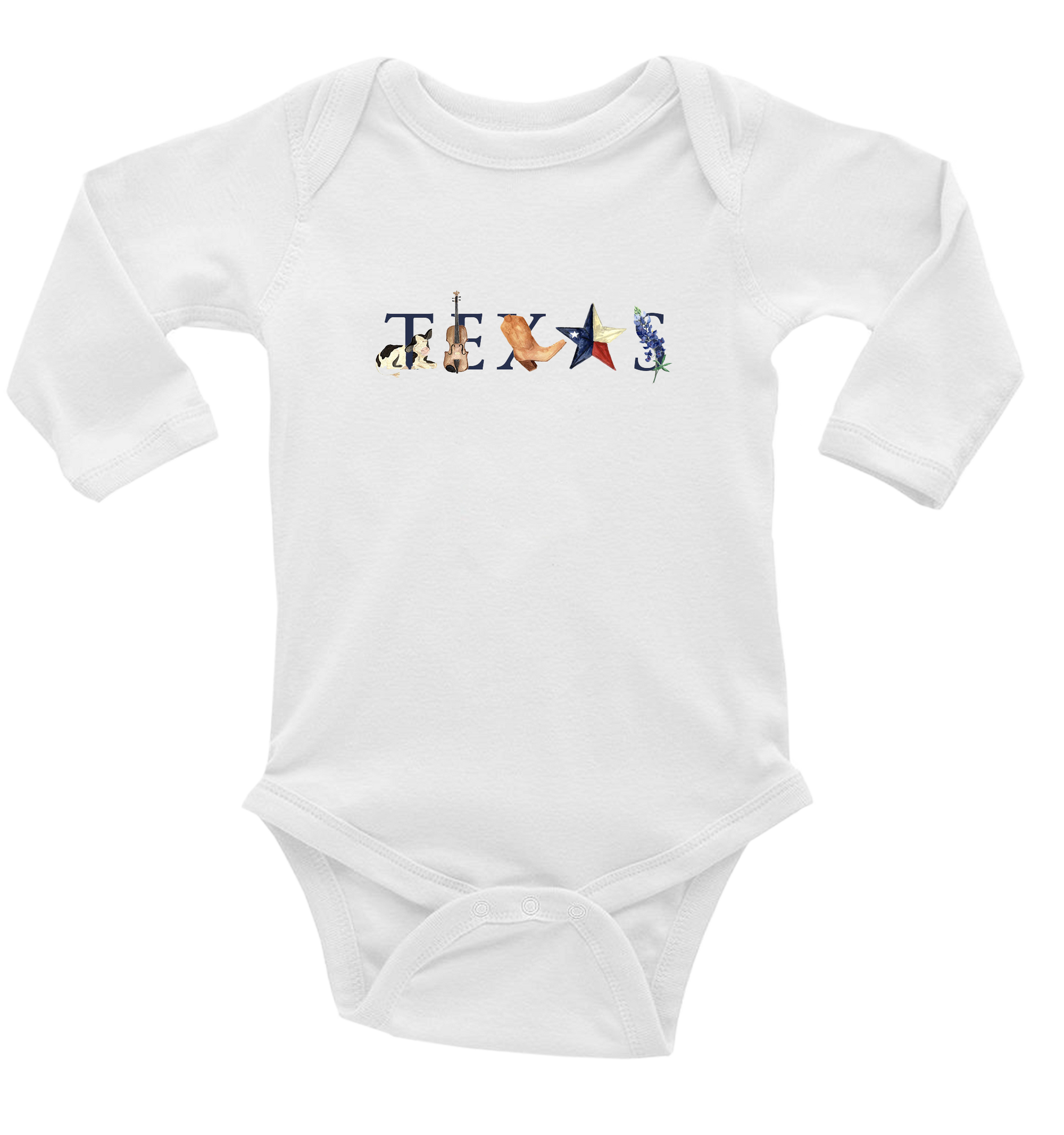 Texas baby snap up long sleeve