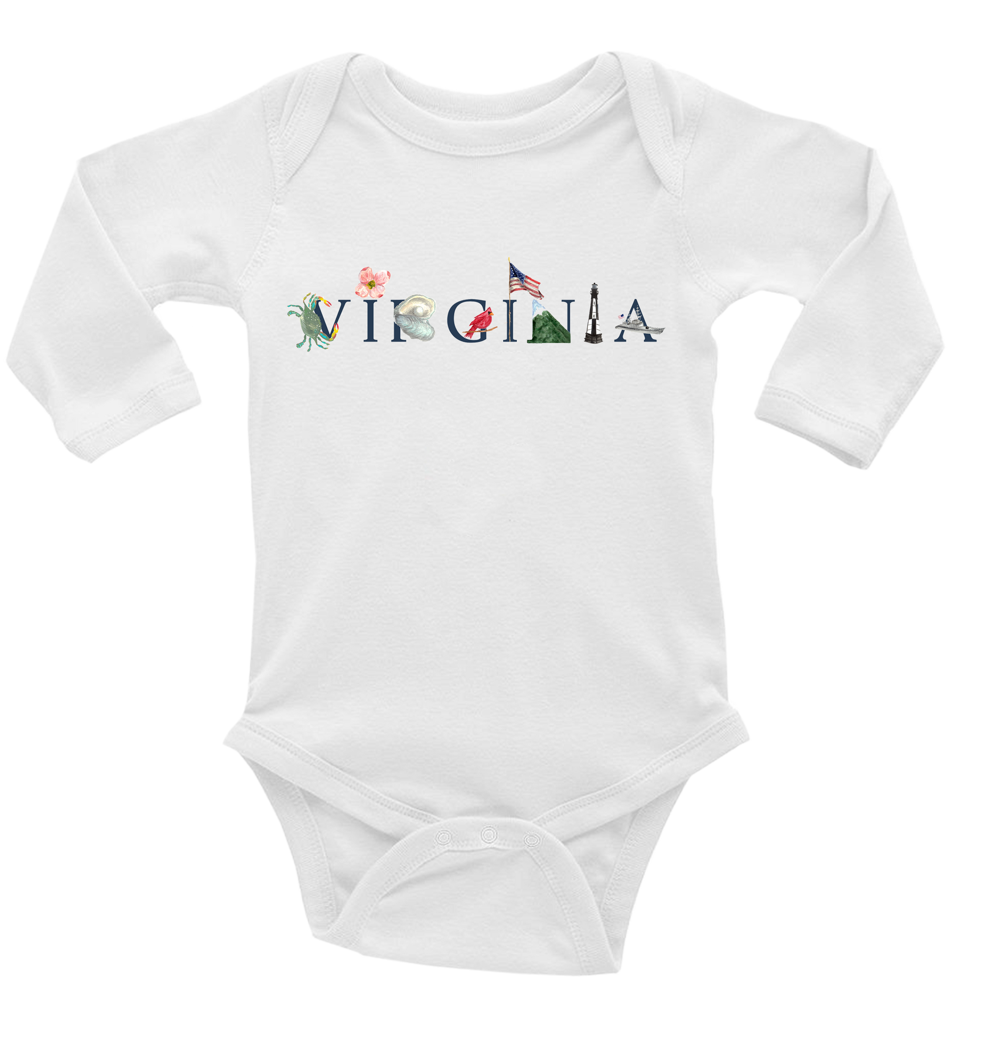 Virginia baby snap up long sleeve