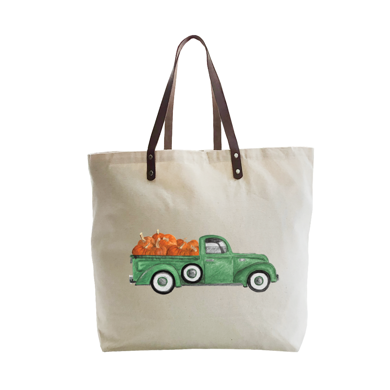 truck with pumpkins large tote