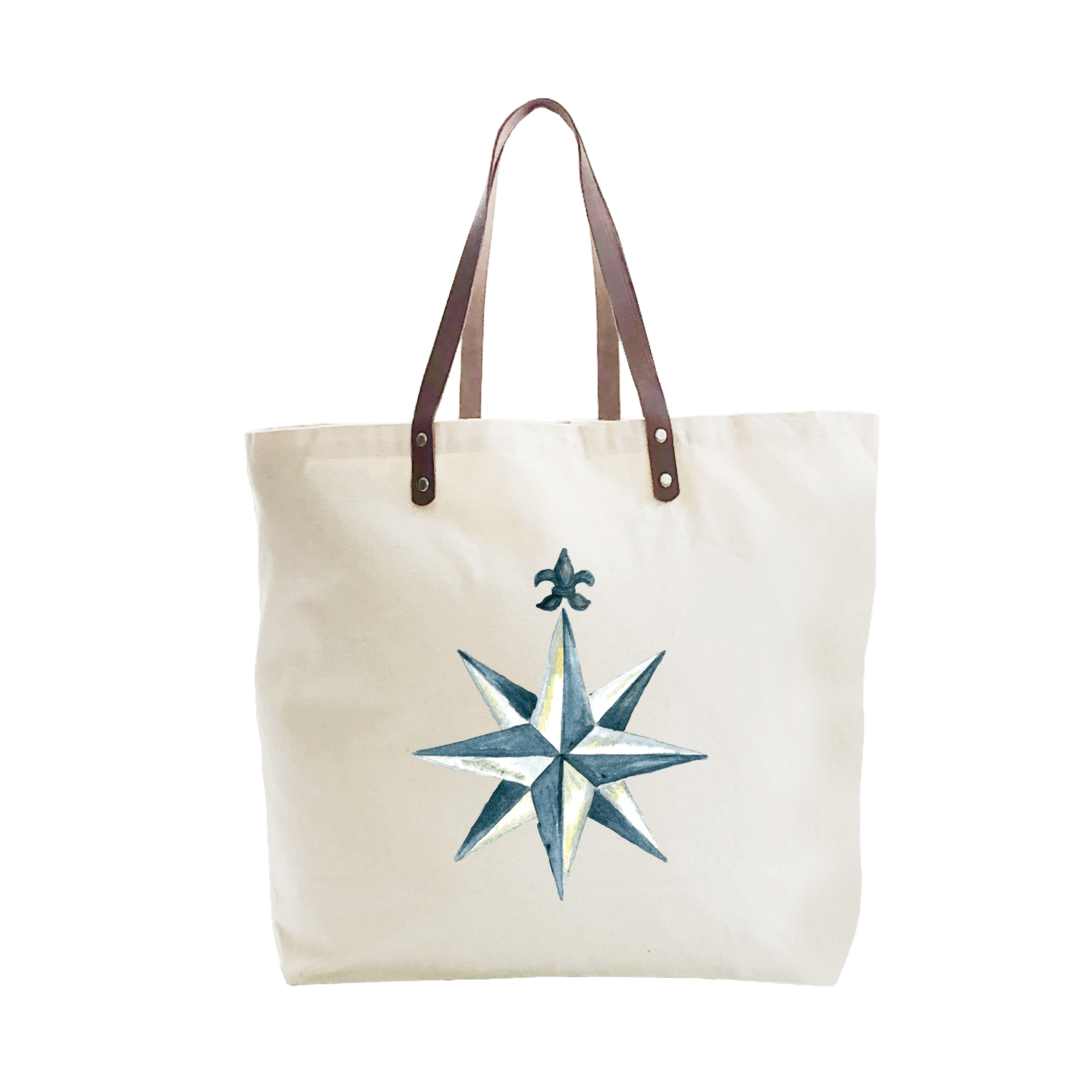 compass rose navy large tote