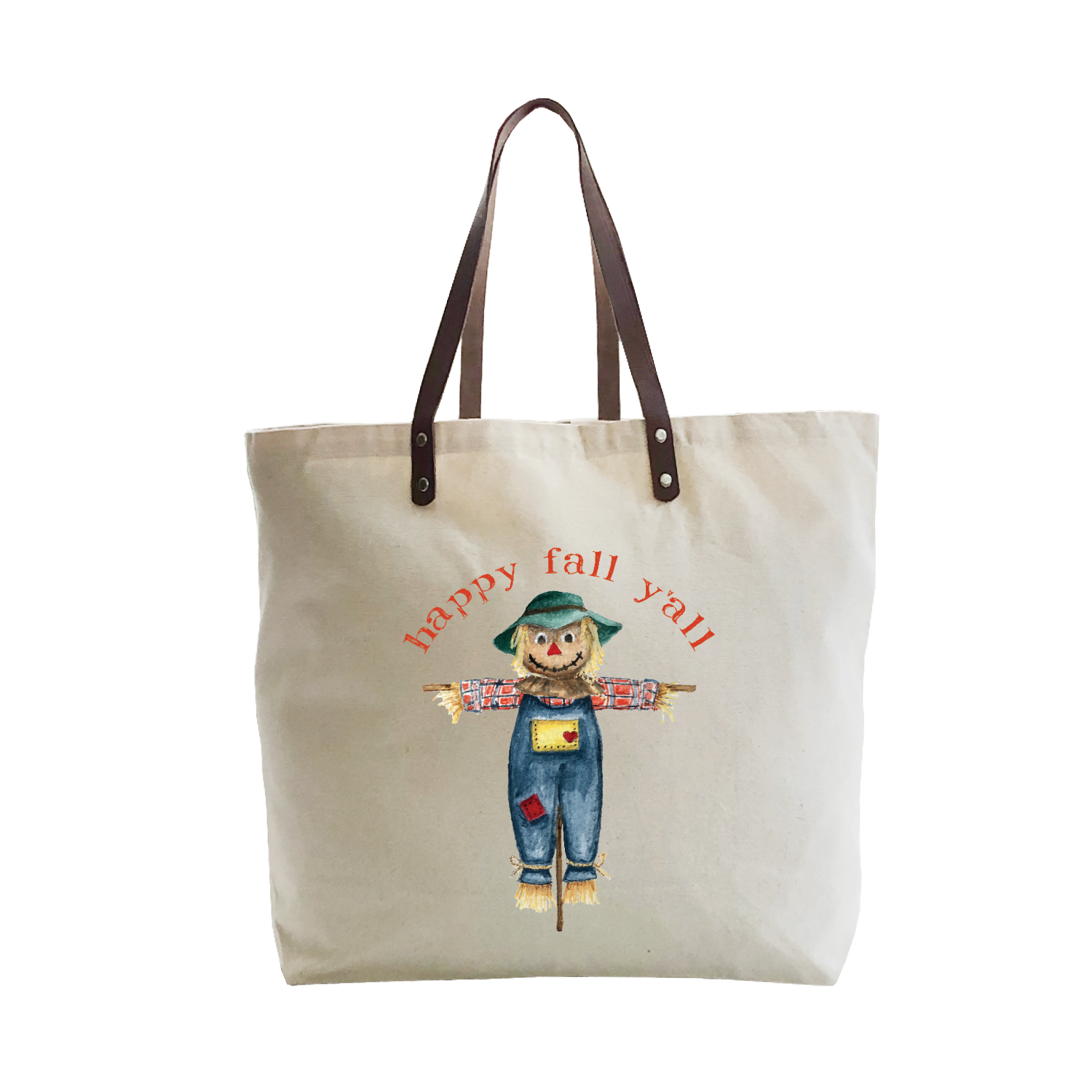 scarecrow happy fall y'all large tote