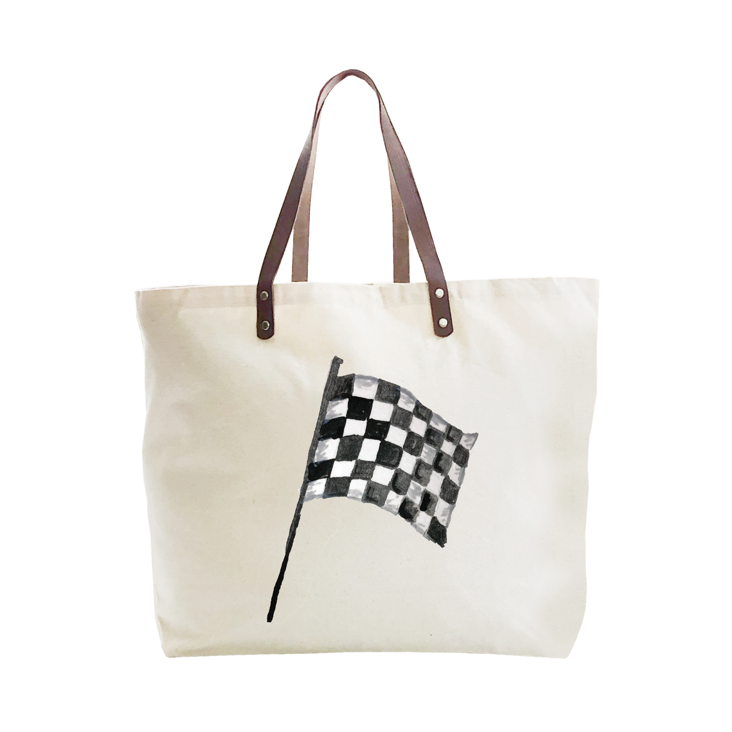 race car flag large tote