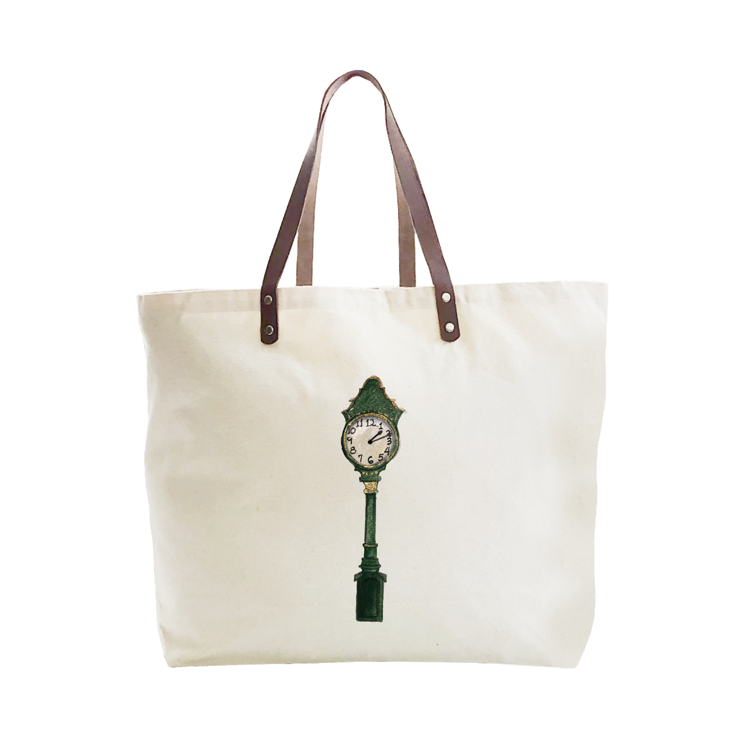 green clock large tote