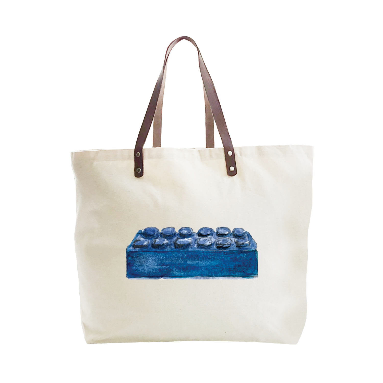 blue building brick large tote