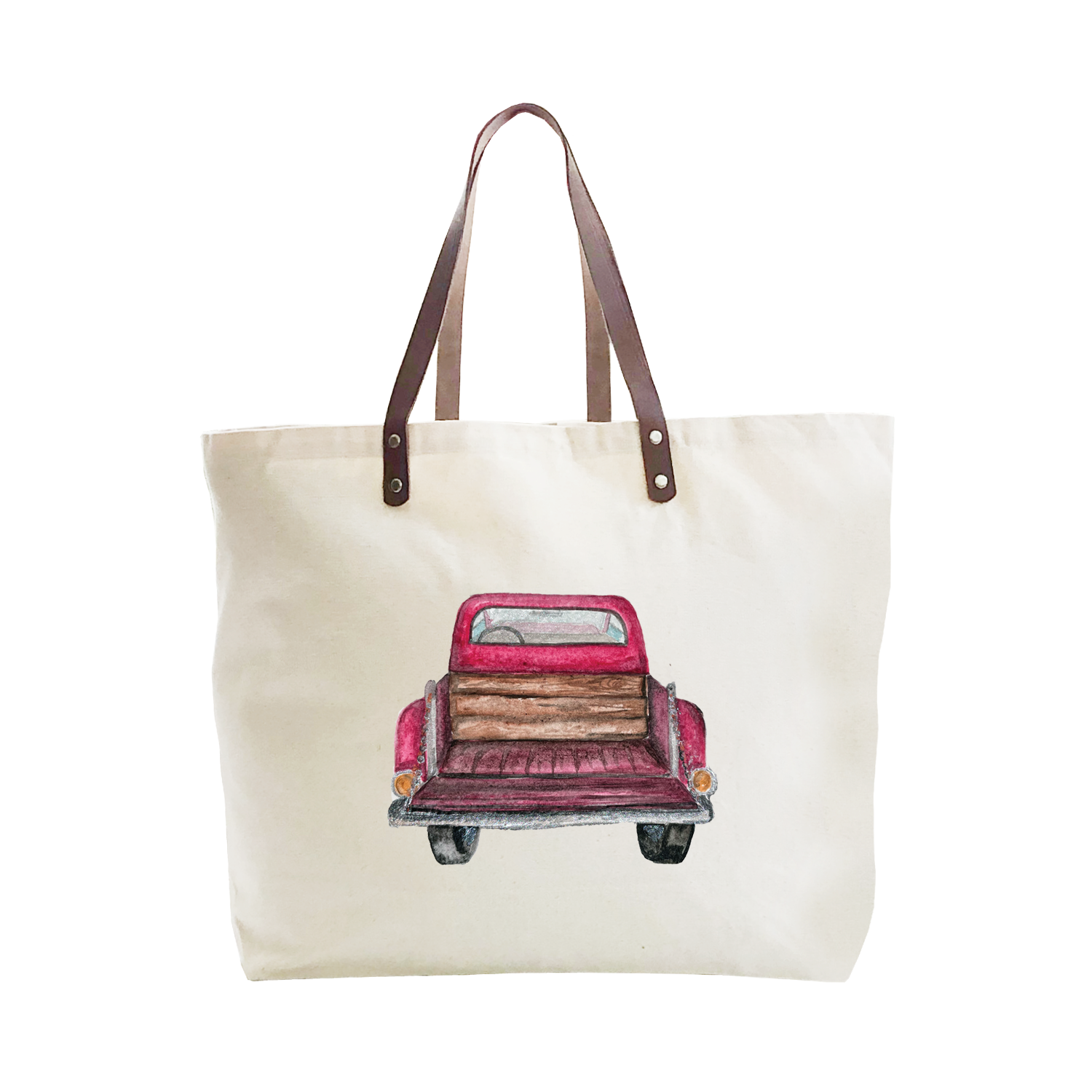 red pick up tailgate down large tote