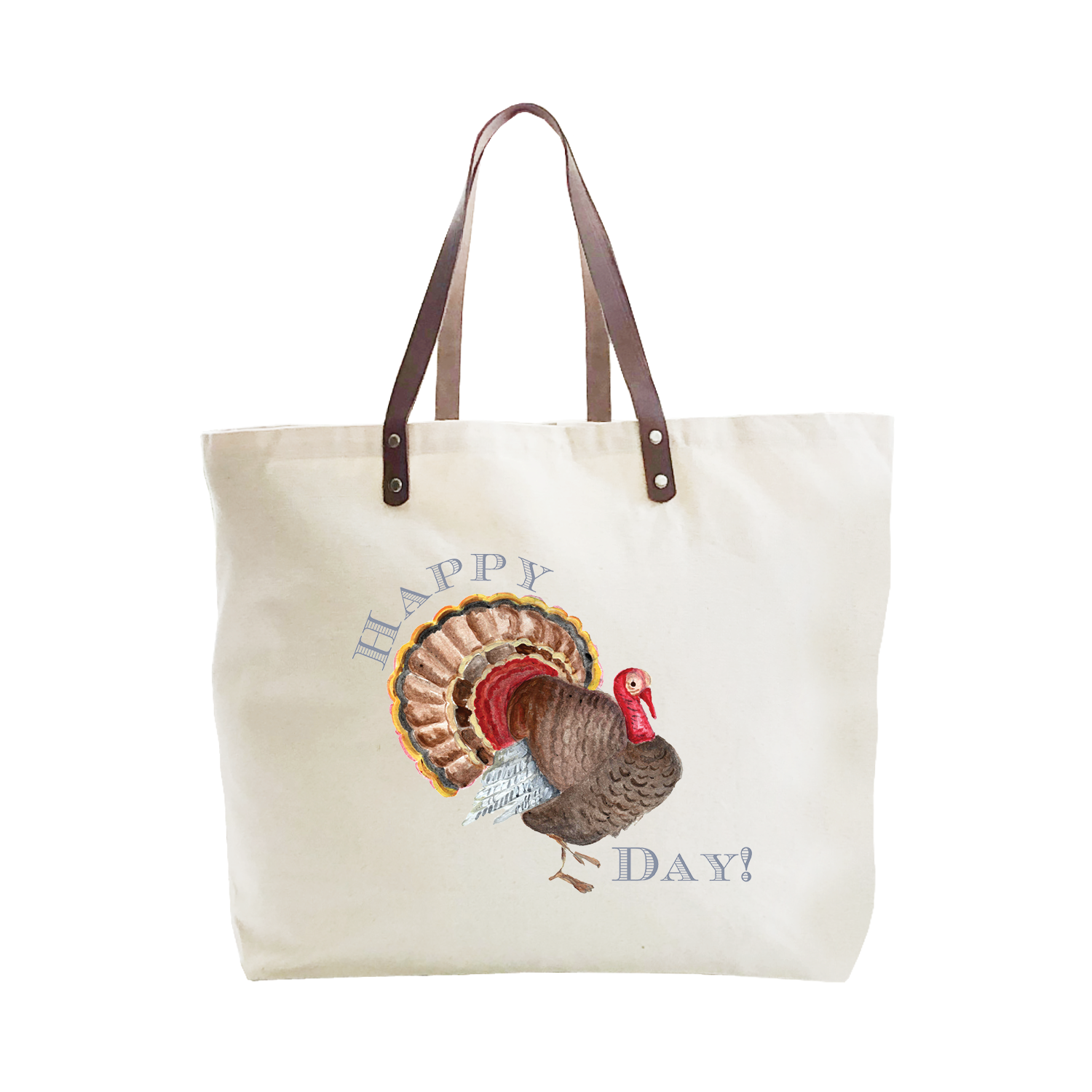 happy turkey day large tote