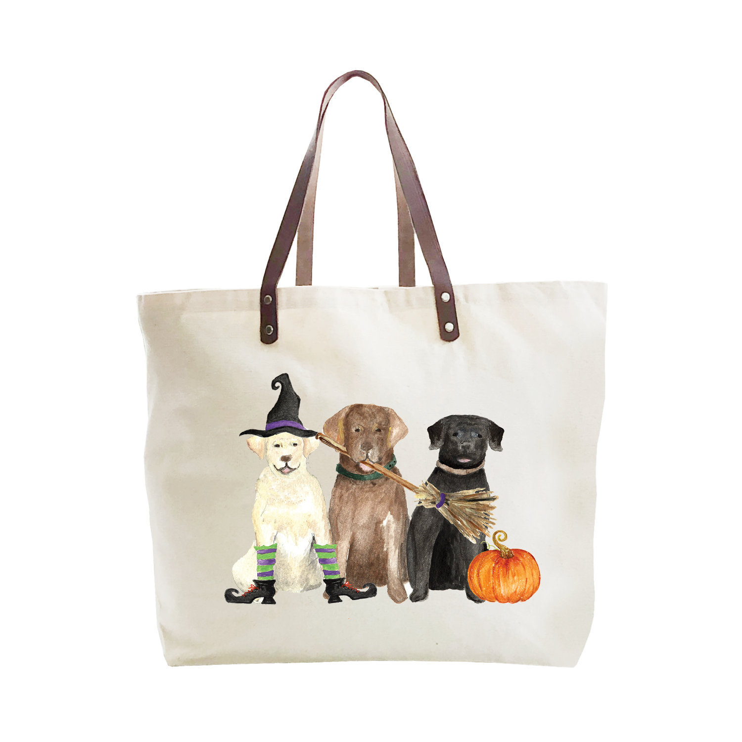 three labs october large tote