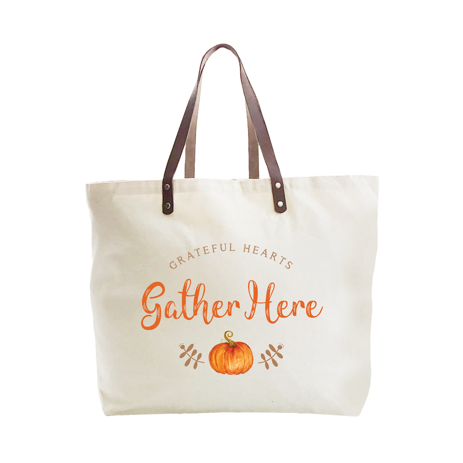 grateful hearts gather here large tote