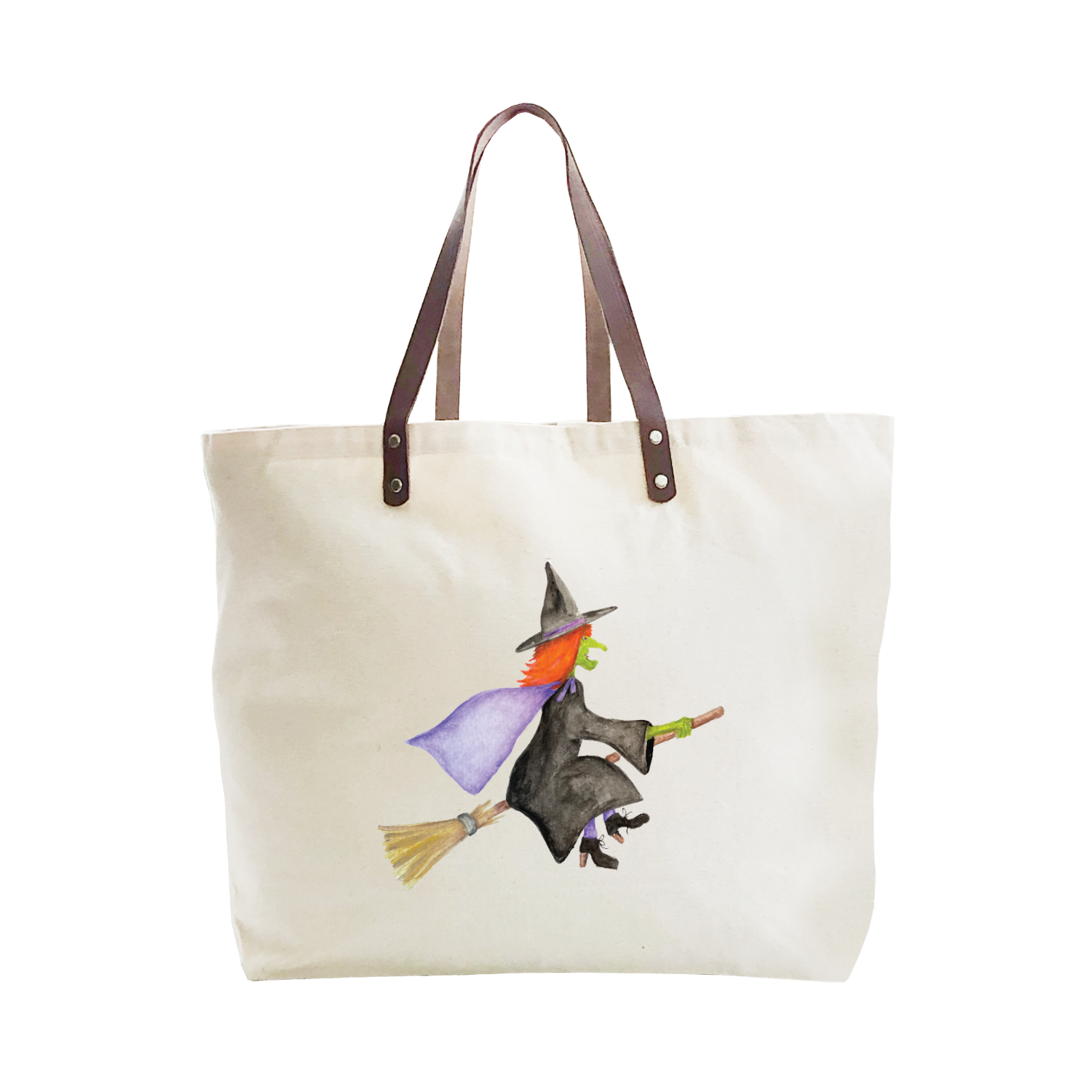 witch flying large tote