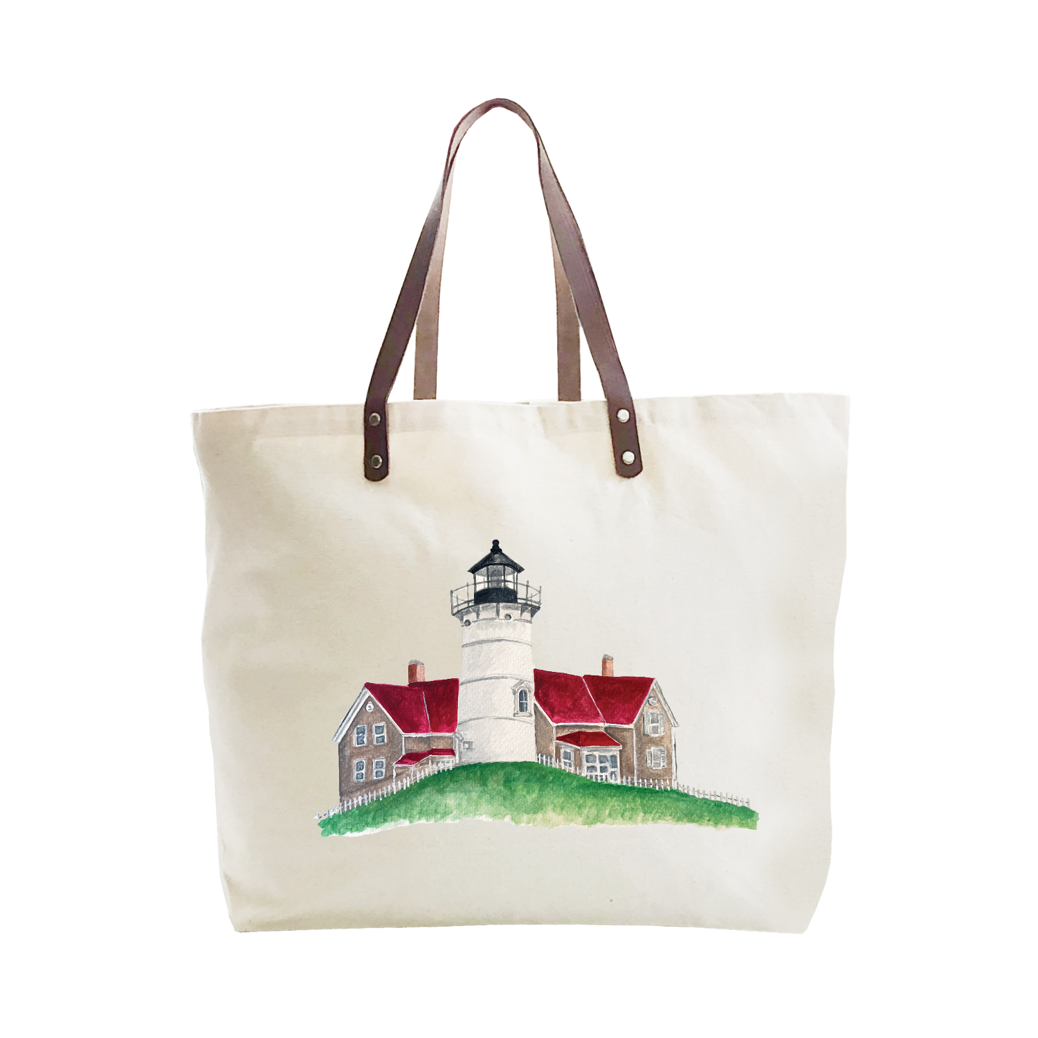 falmouth lighthouse landscape large tote