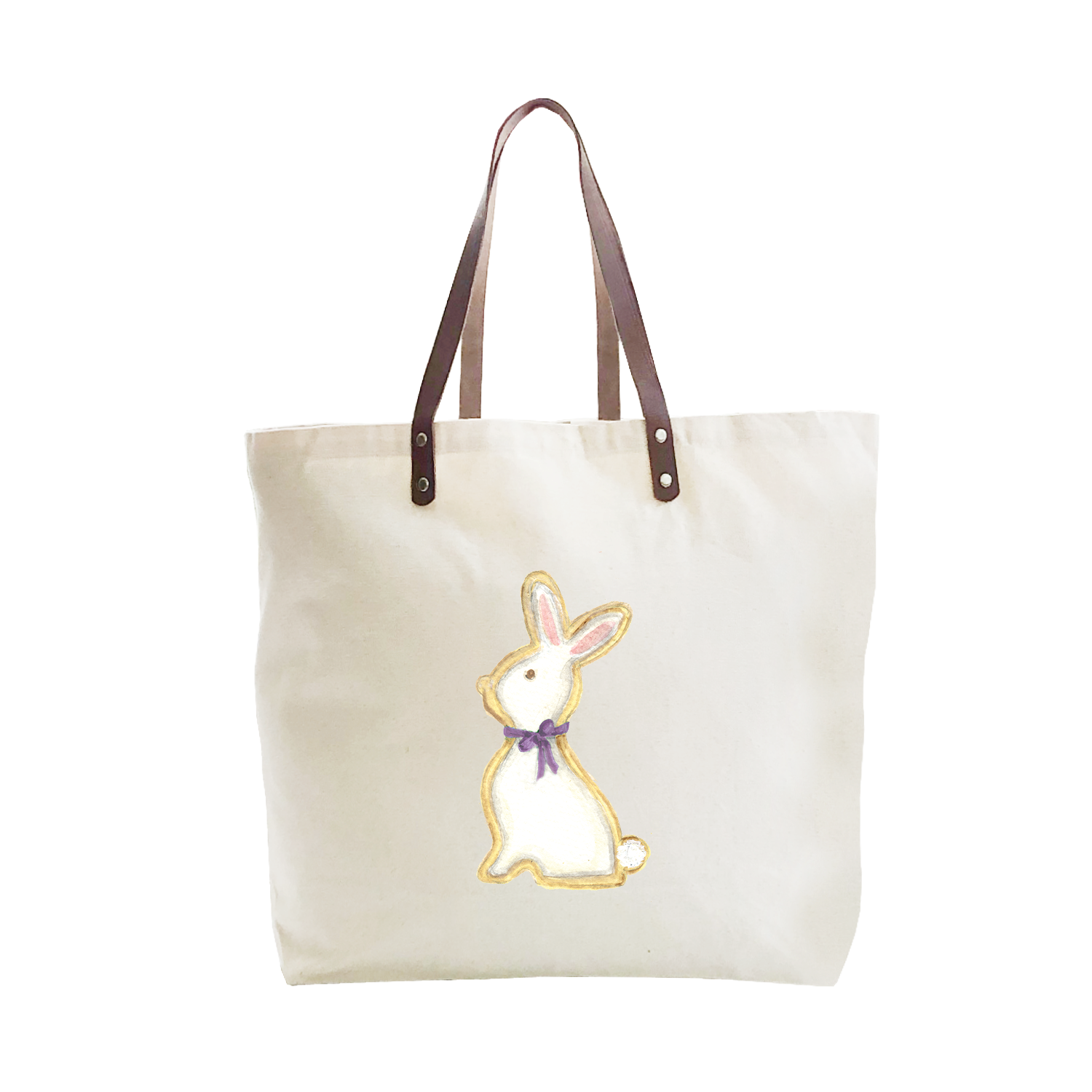 bunny cookie purple bow large tote