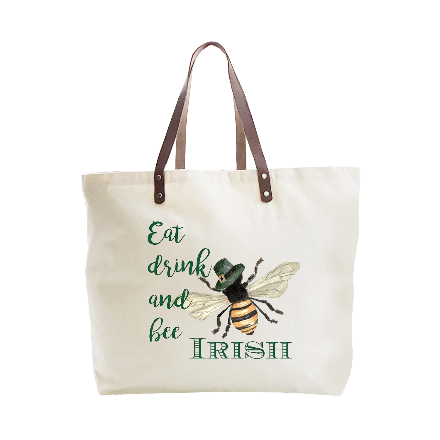 eat drink and bee irish large tote