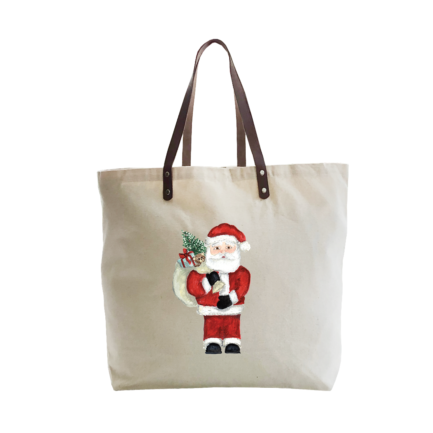 santa with toys large tote