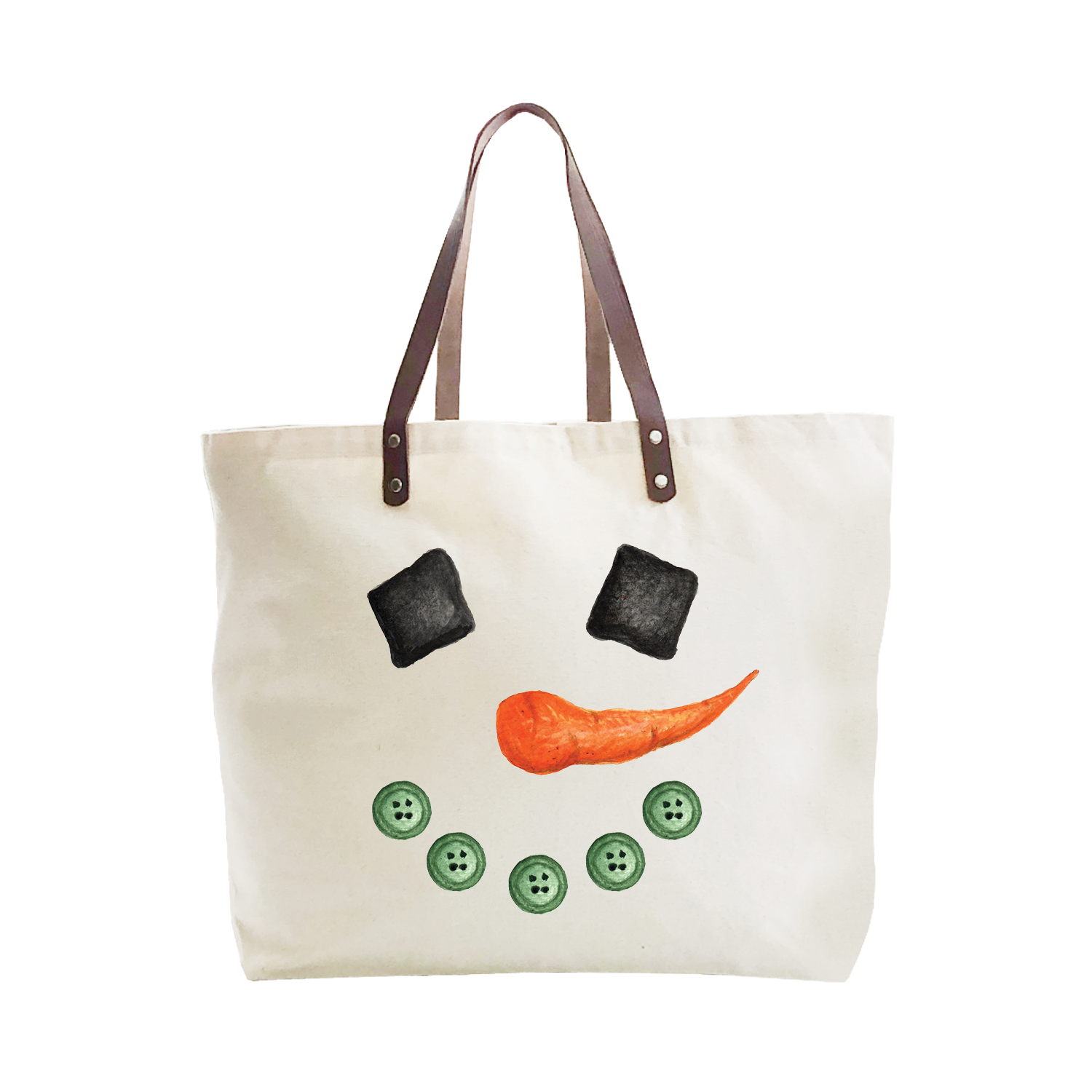 snowman face large tote