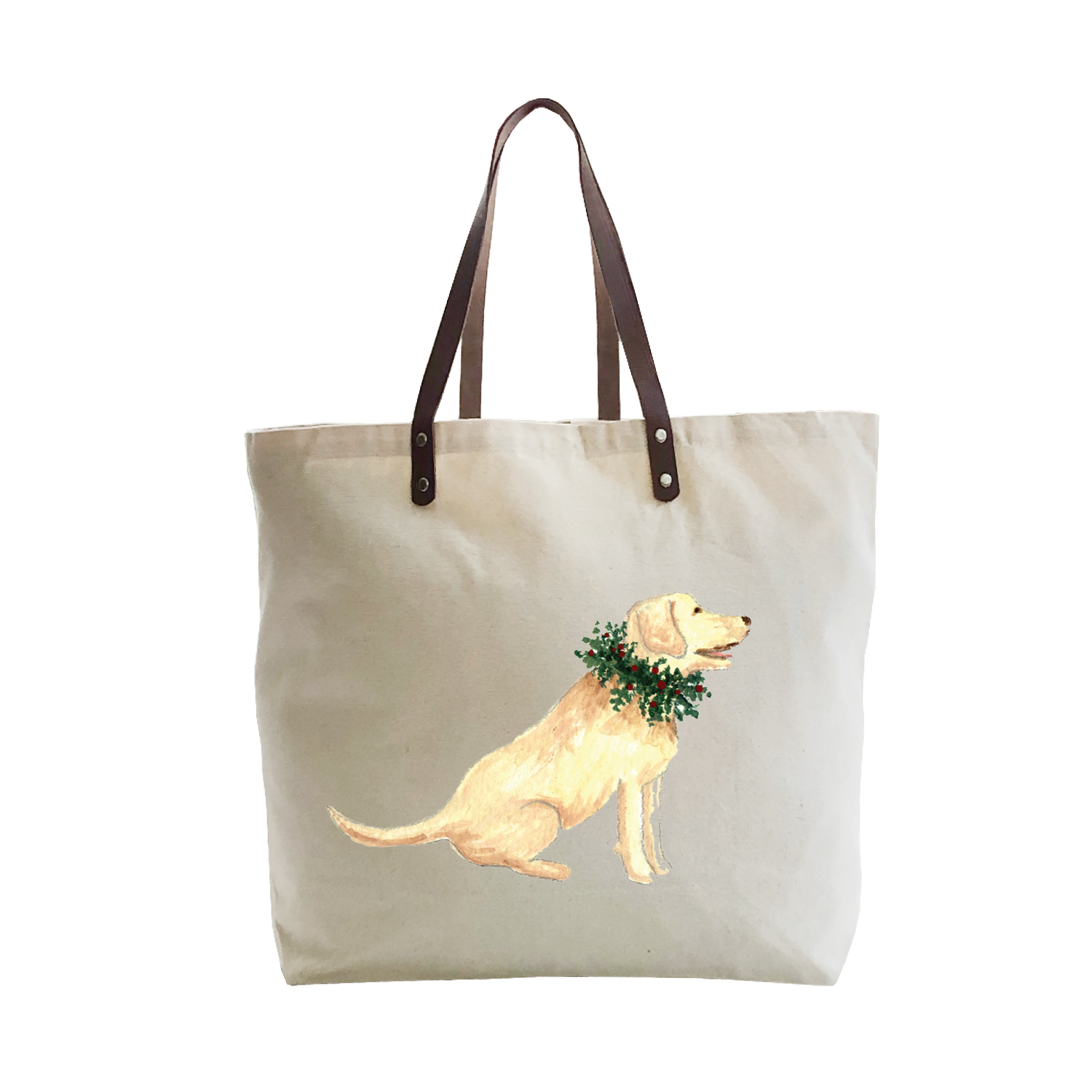 yellow lab wreath large tote