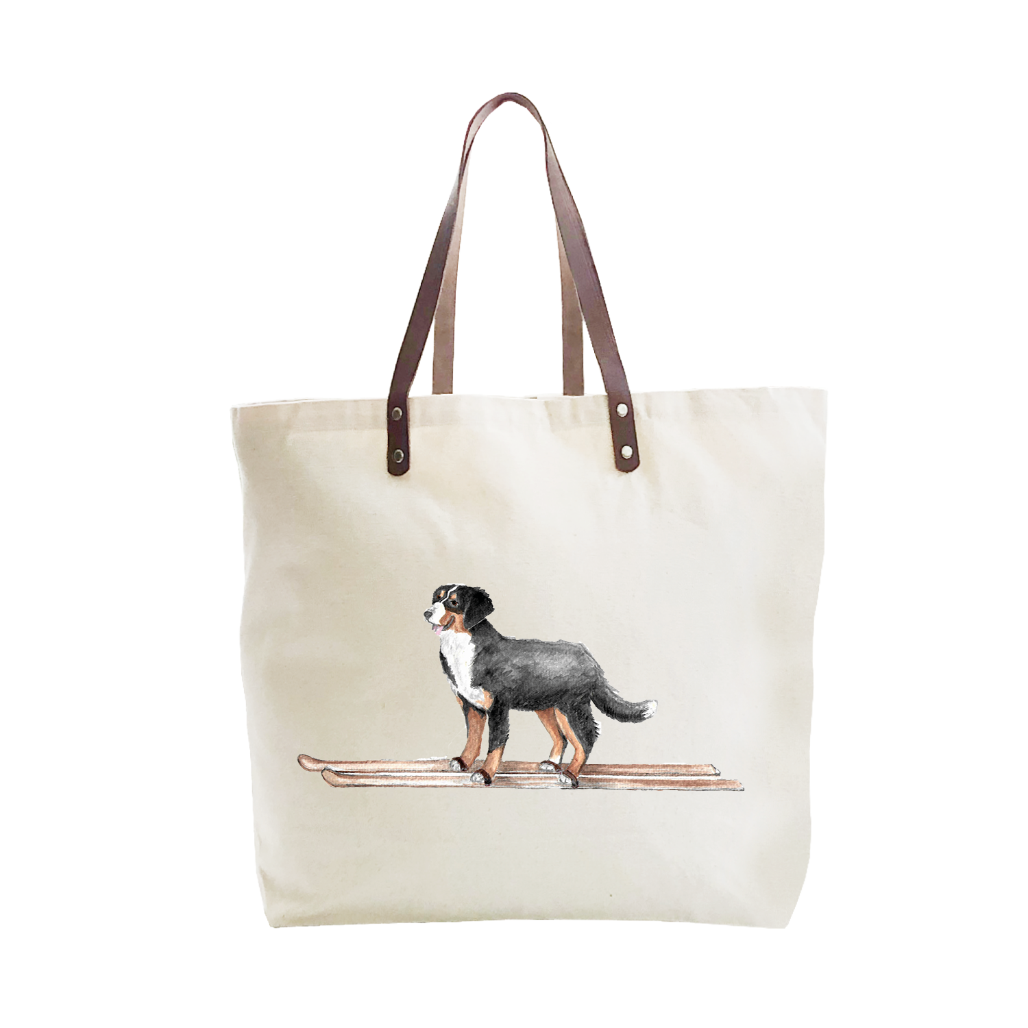bernese on skis large tote