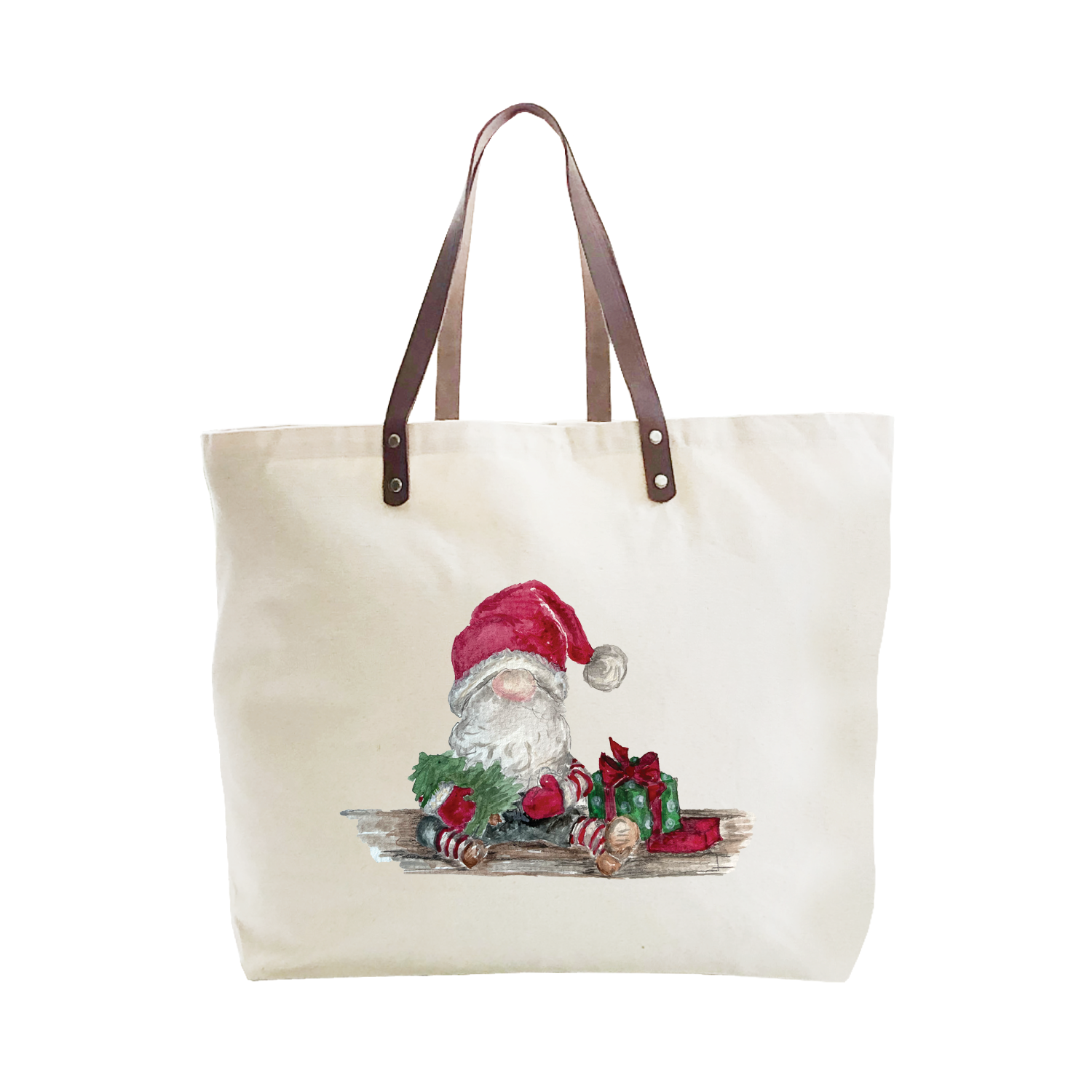 christmas gnome large tote