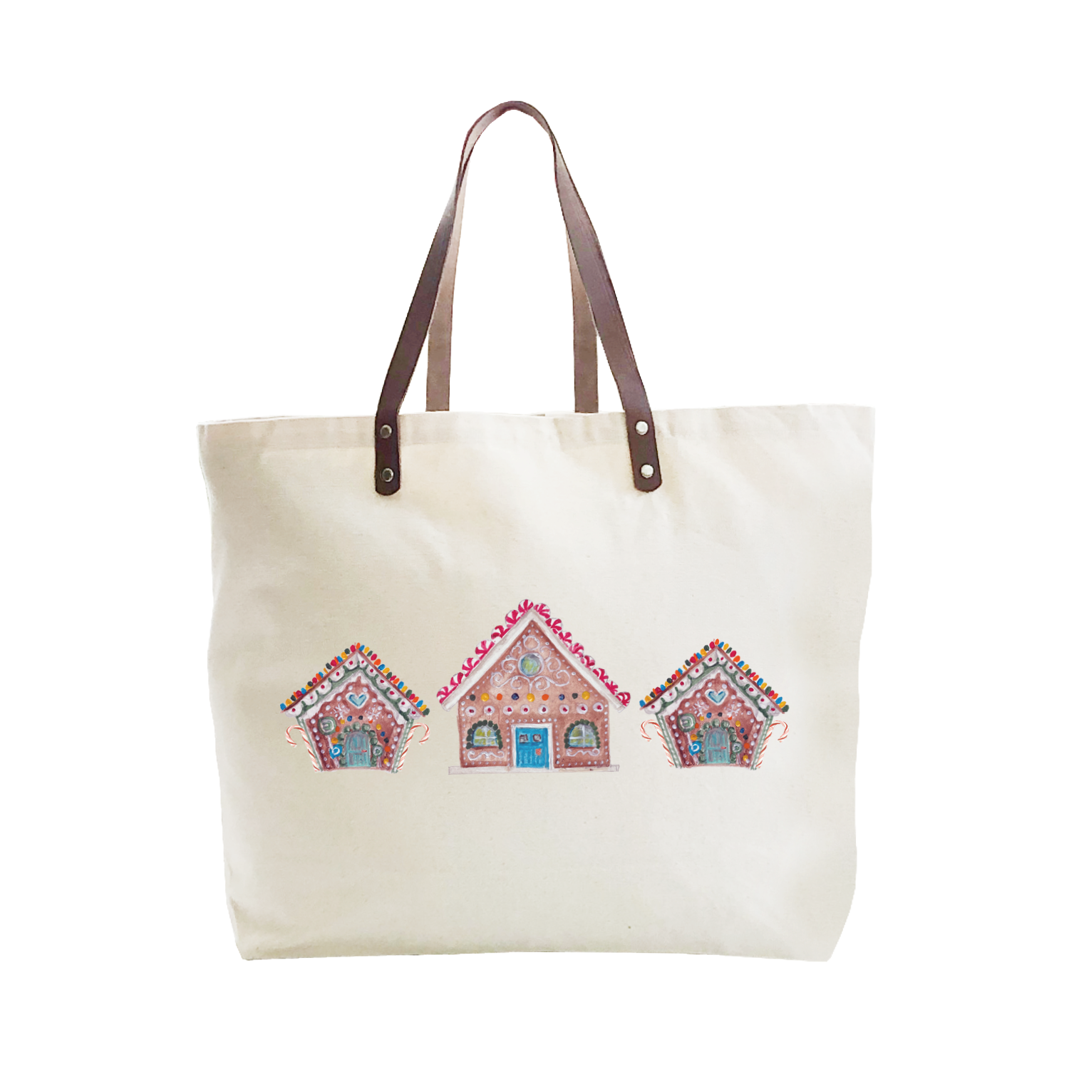 three gingerbread houses large tote