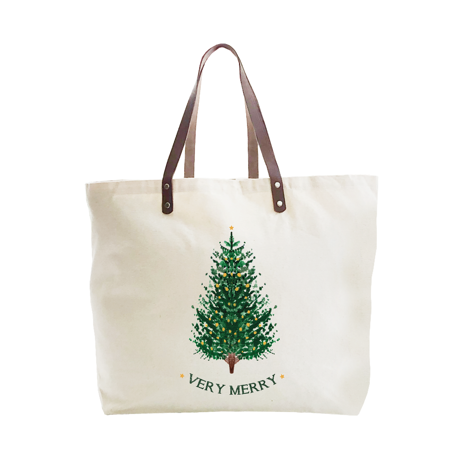 very merry christmas tree large tote