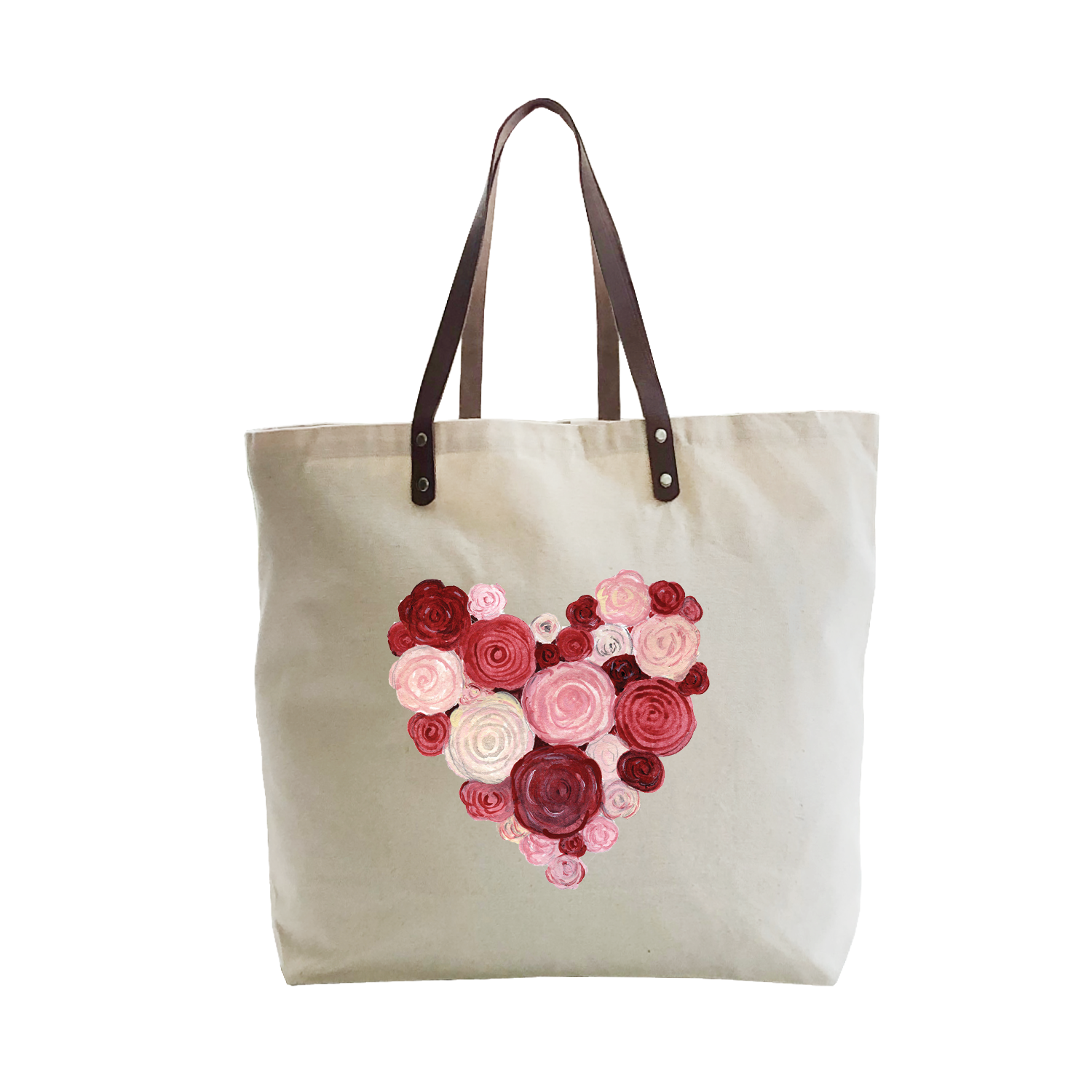 rose heart wreath large tote