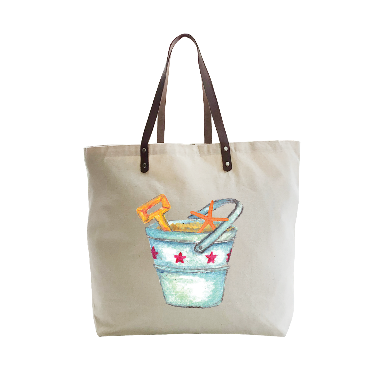 bucket and shovel with star fish large tote