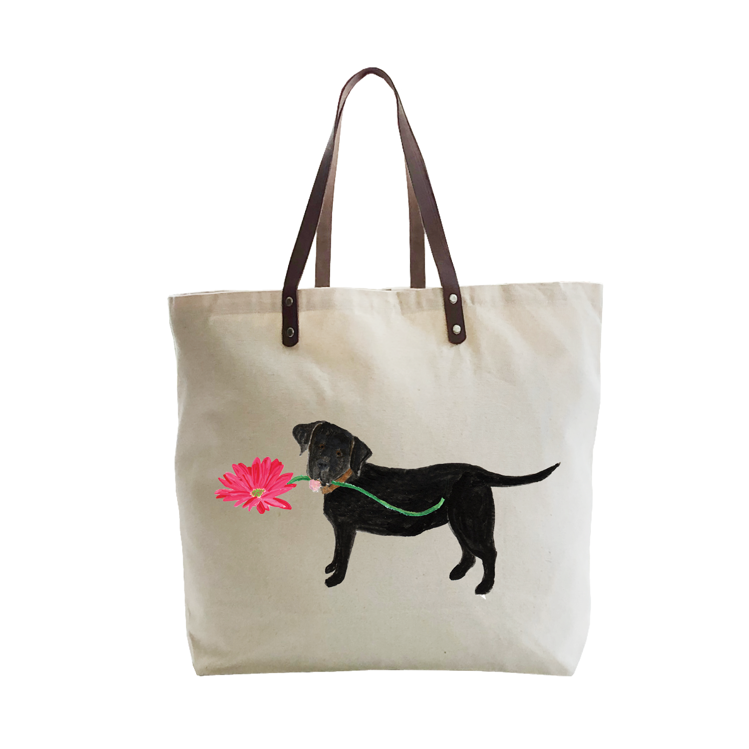 lab with daisy large tote