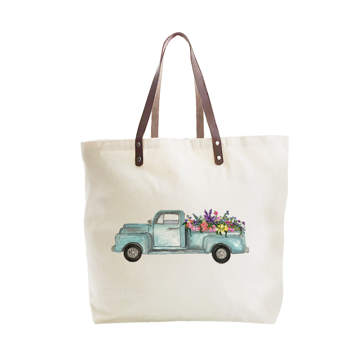 truck with flowers large tote