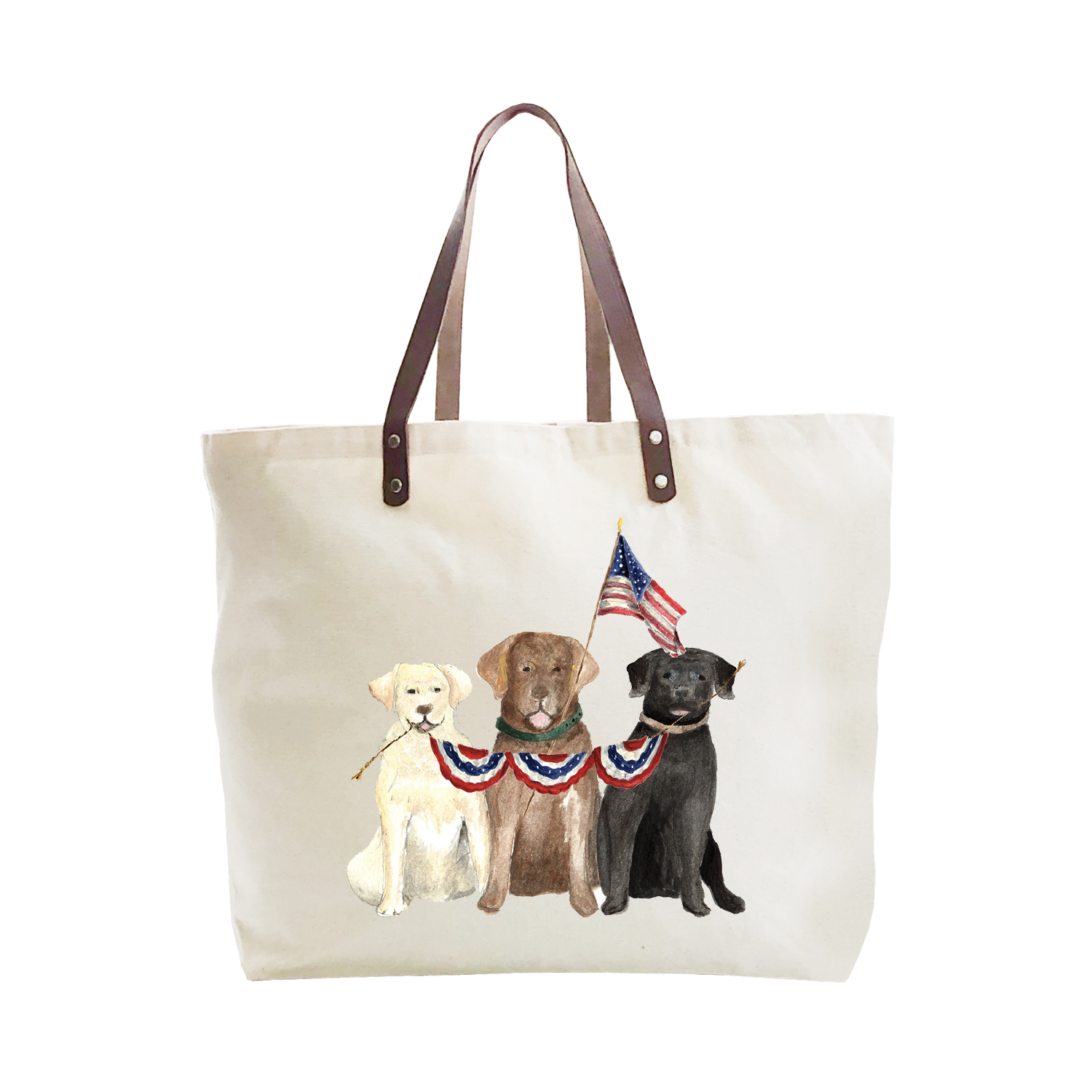 three labs 4th of july large tote