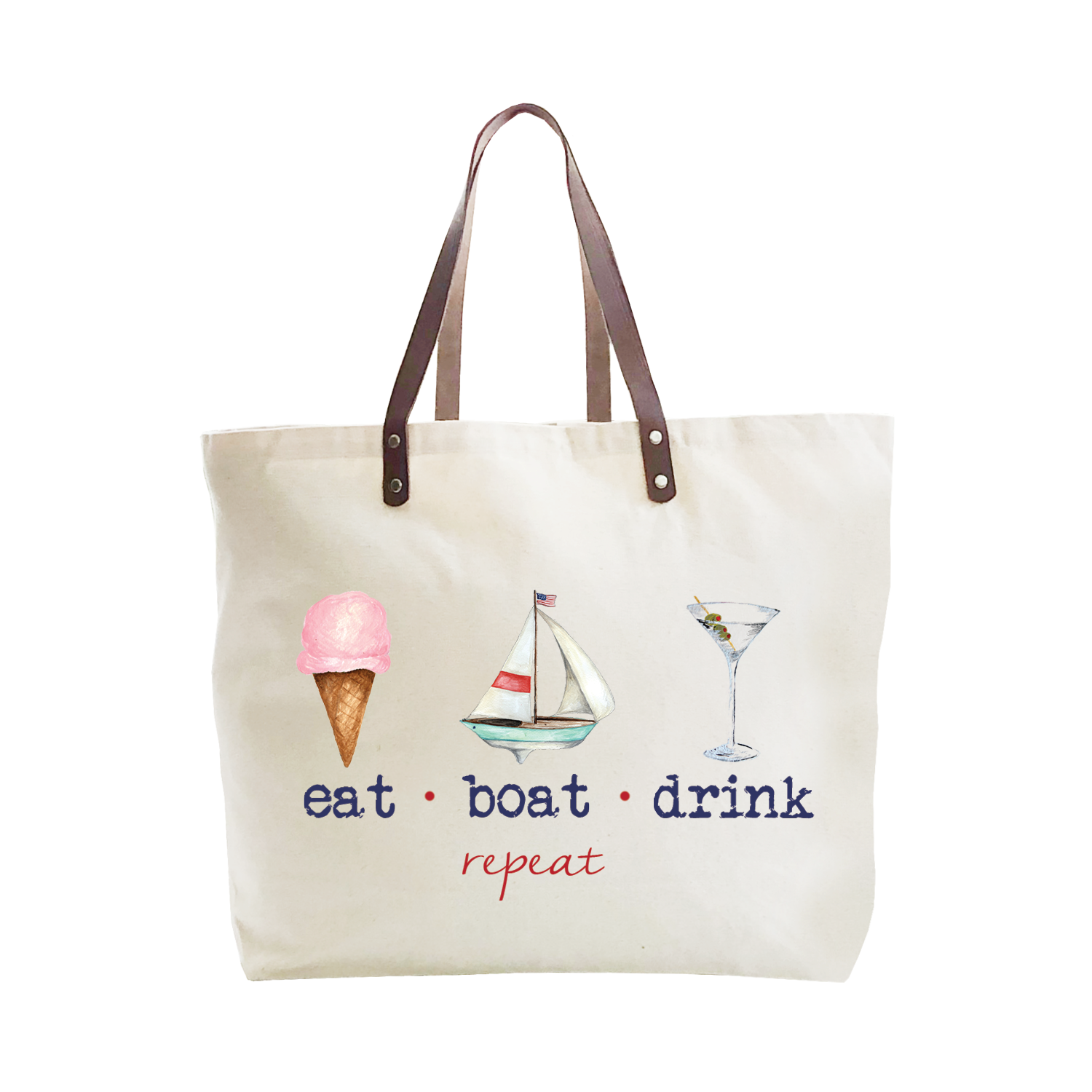 eat boat drink repeat large tote