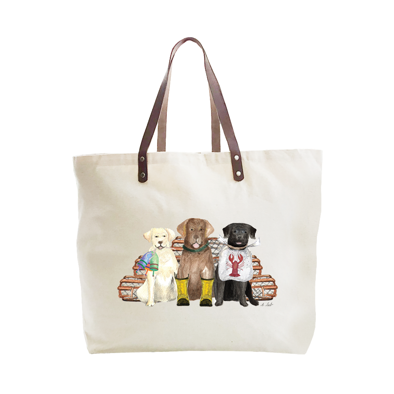 three labs lobster large tote