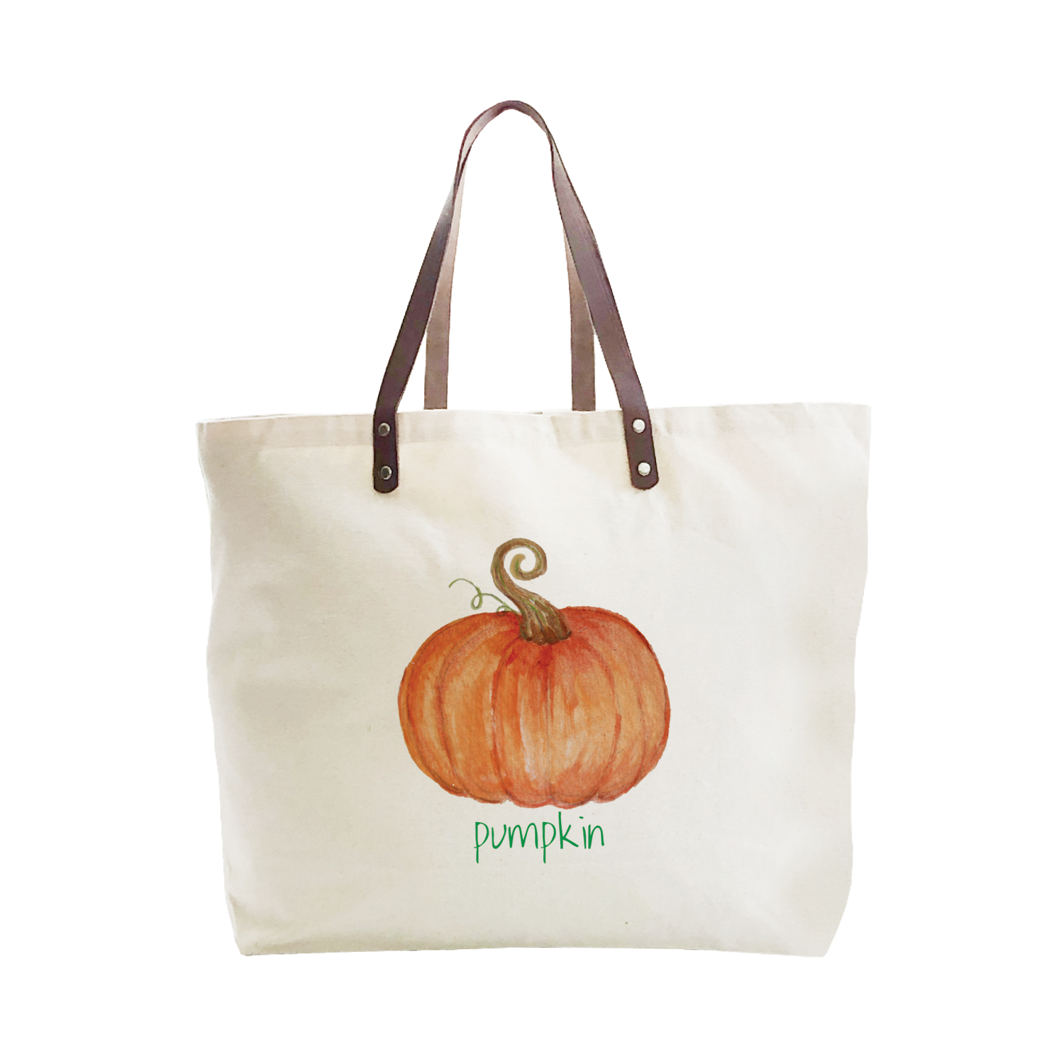 Pumpkin with pumpkin text large tote