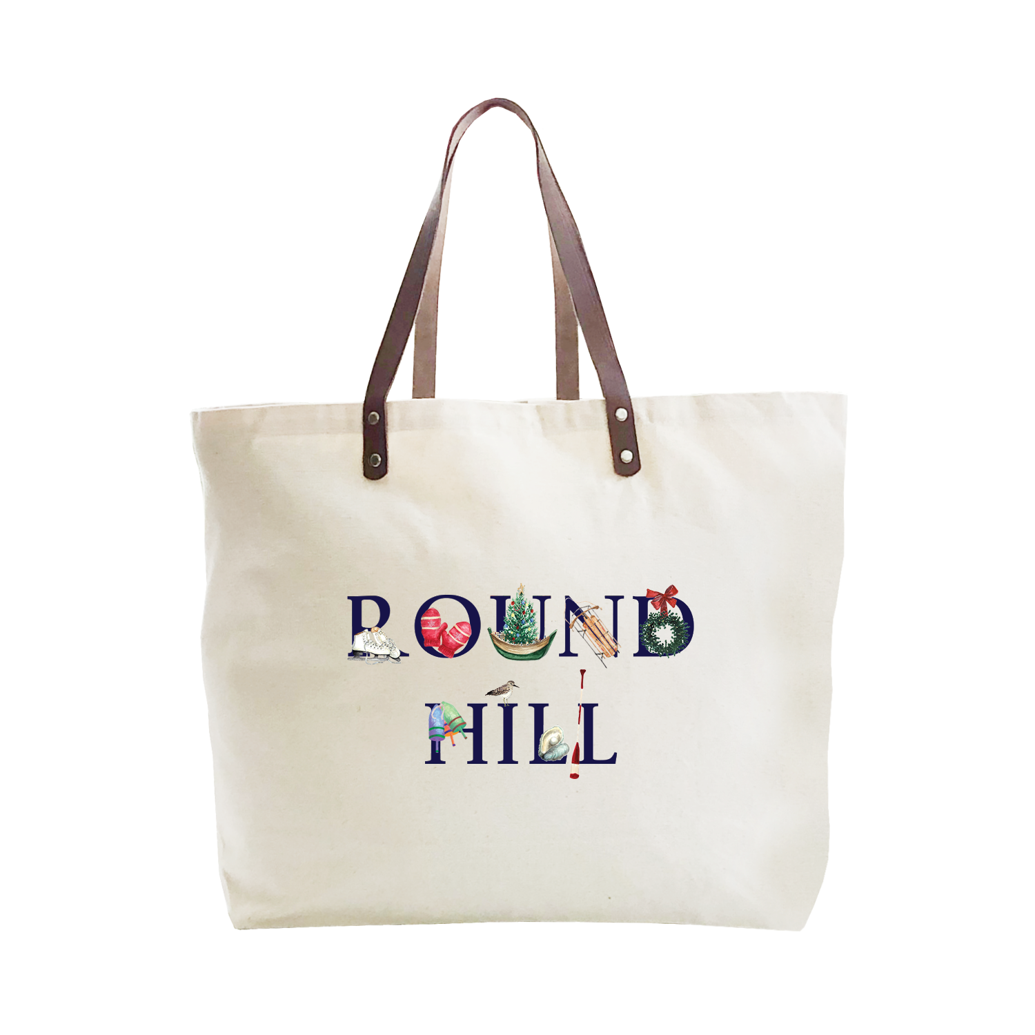 round hill winter holiday large tote