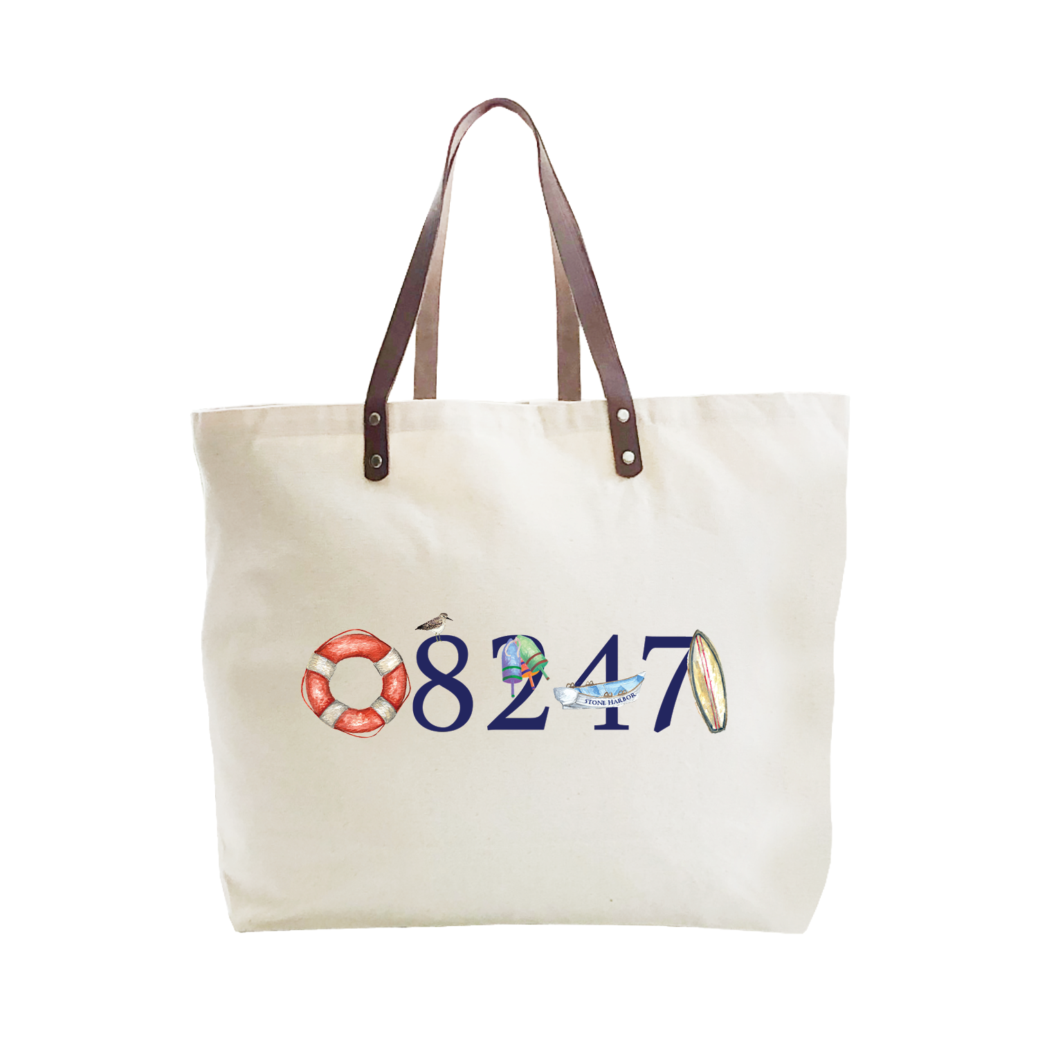 stone harbor zip code 08247 large tote