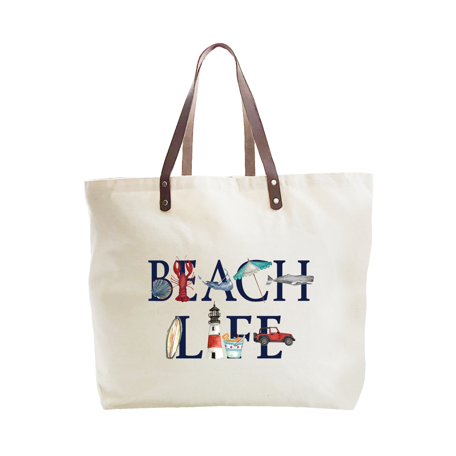 beach life nantucket large tote