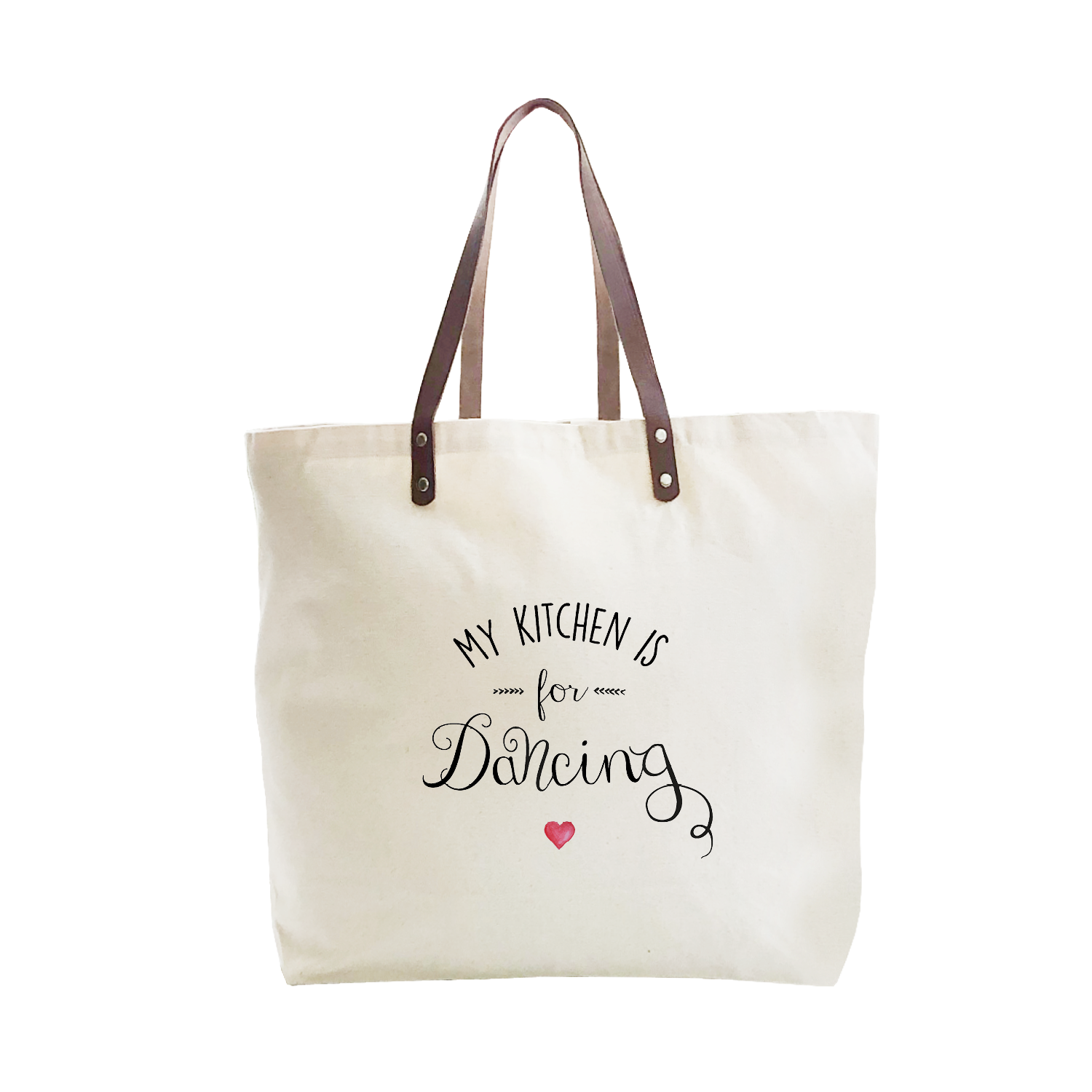 kitchen dancing heart large tote