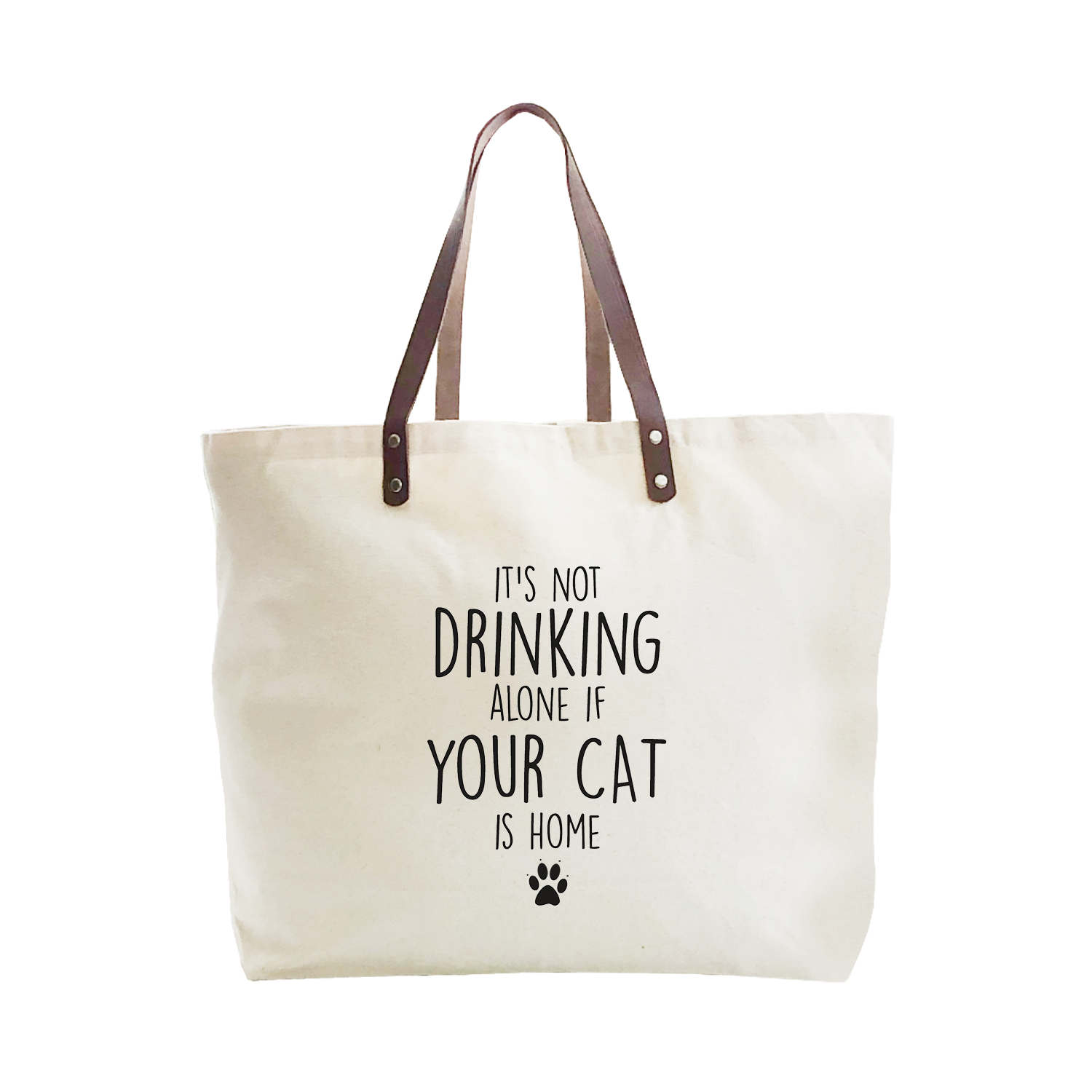 drinking alone cat large tote