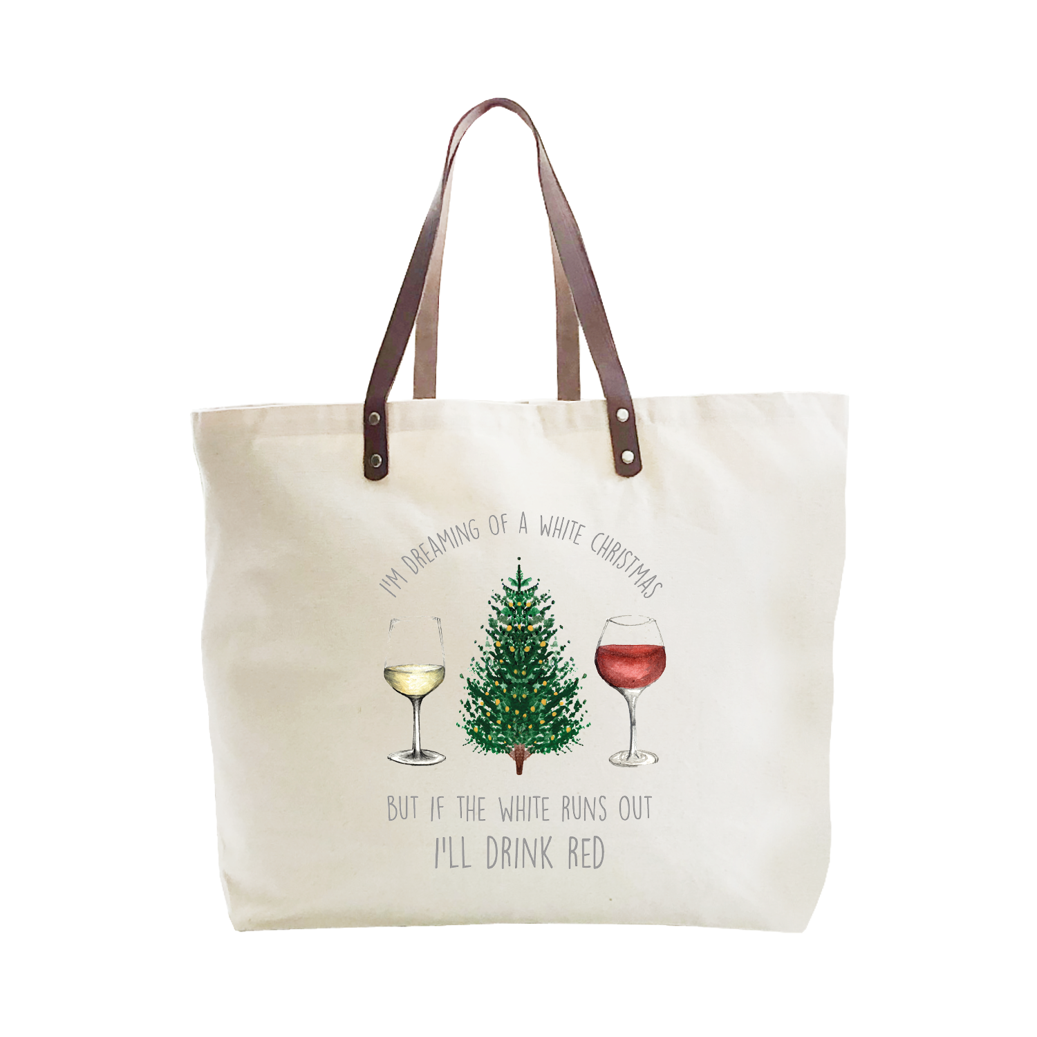 dreaming white christmas large tote